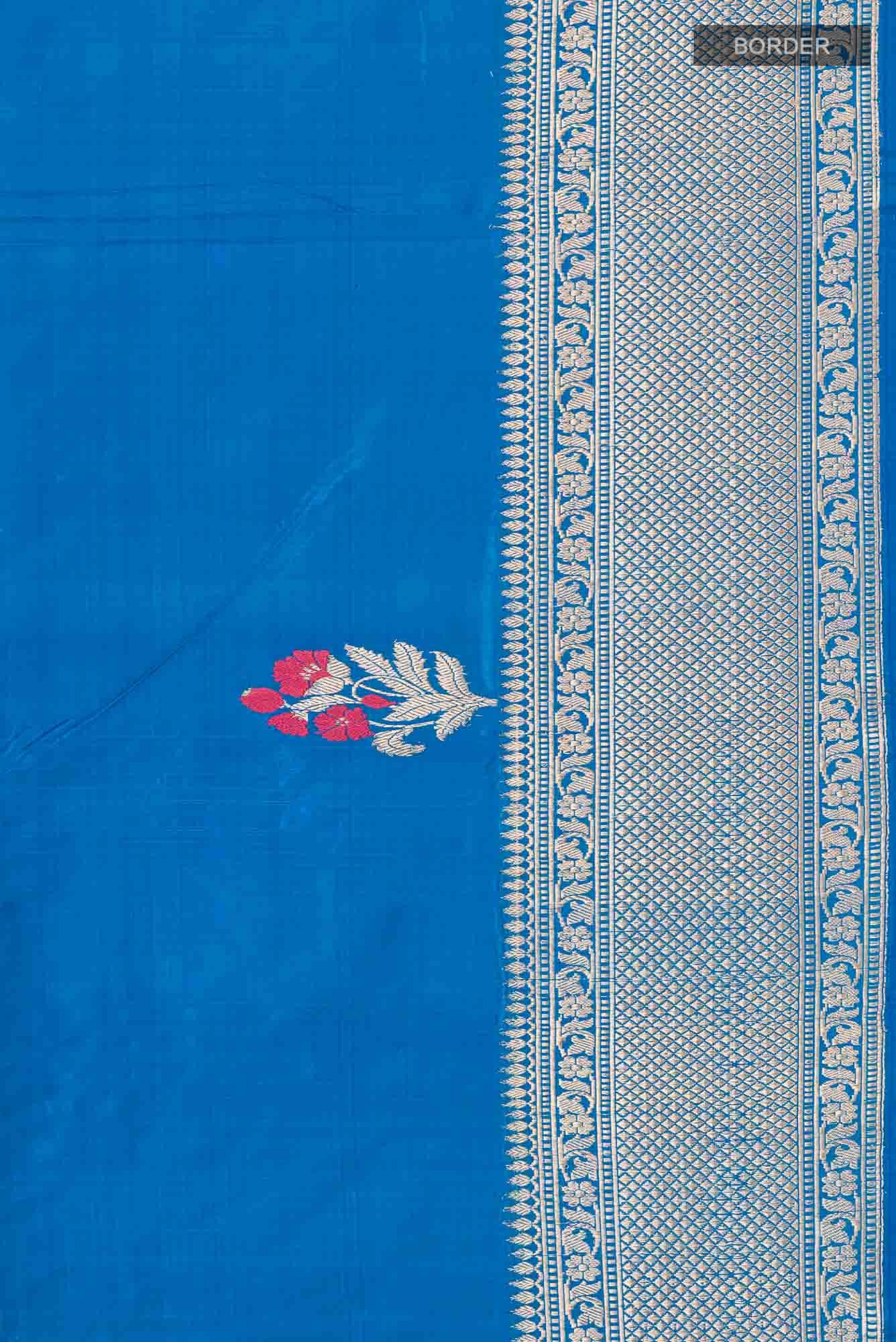 Blue Banarasi Katan Silk Saree
