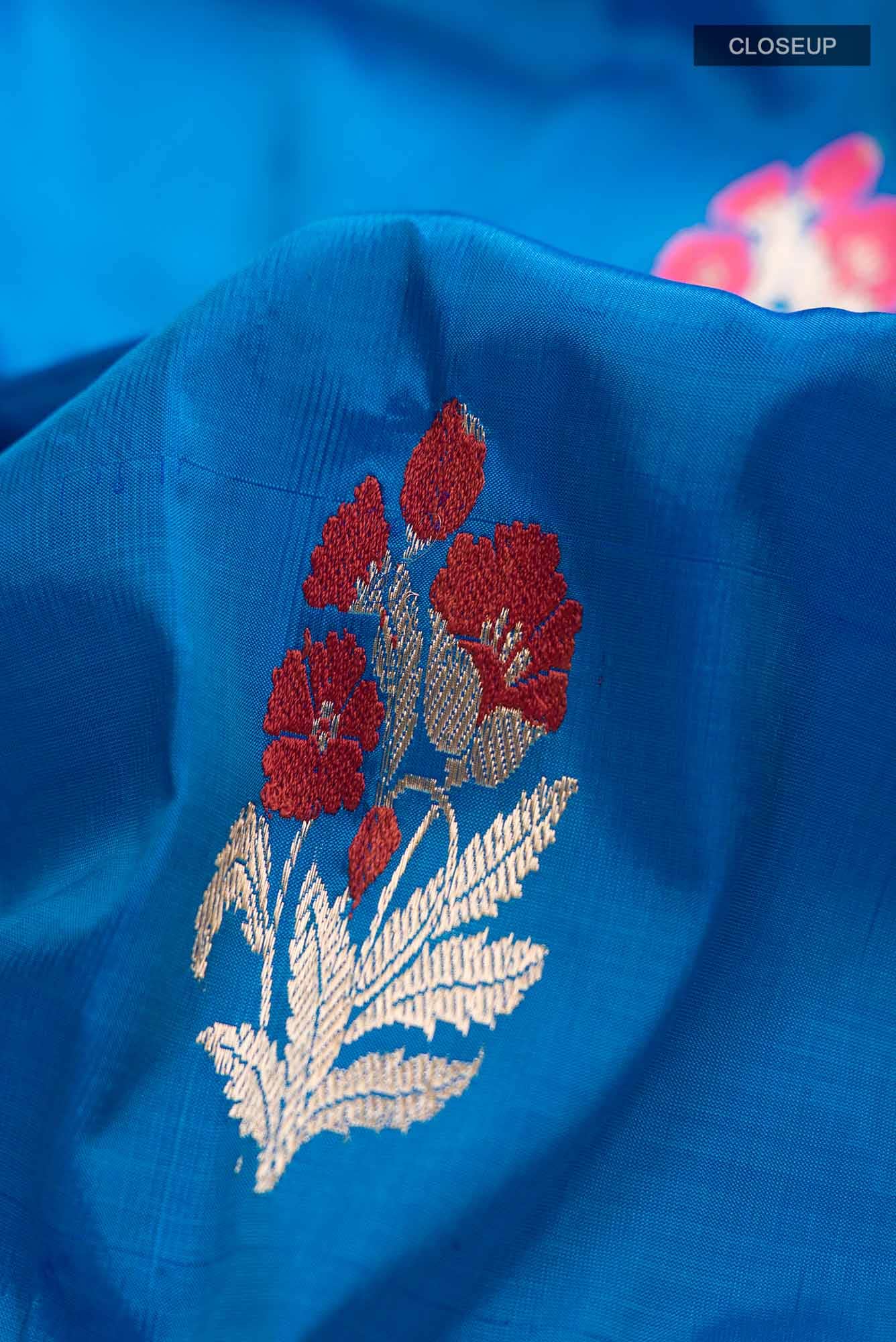 Blue Banarasi Katan Silk Saree