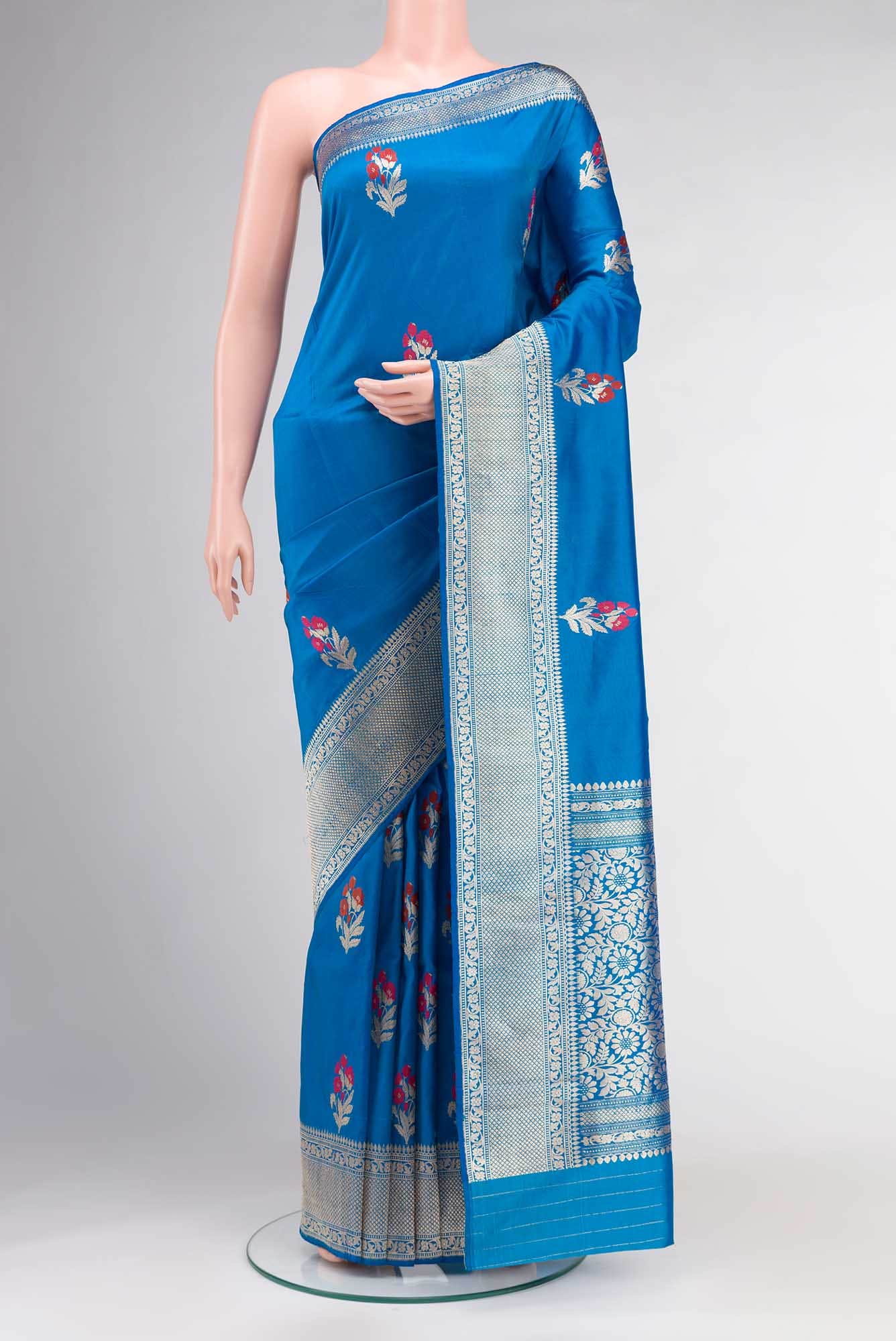 Blue Banarasi Katan Silk Saree