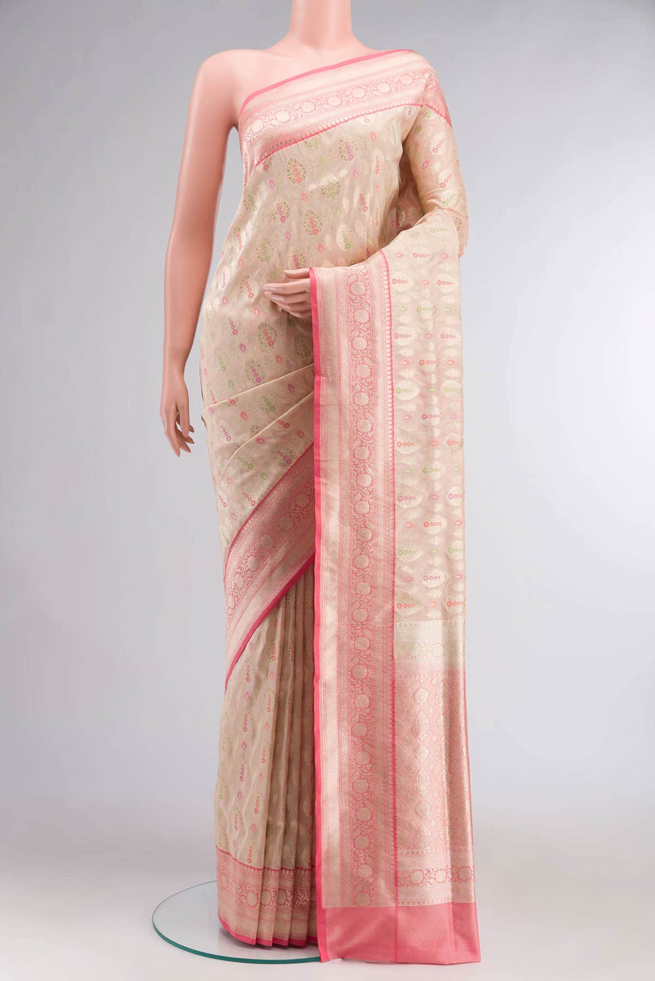 Beige Banarasi Silk Saree