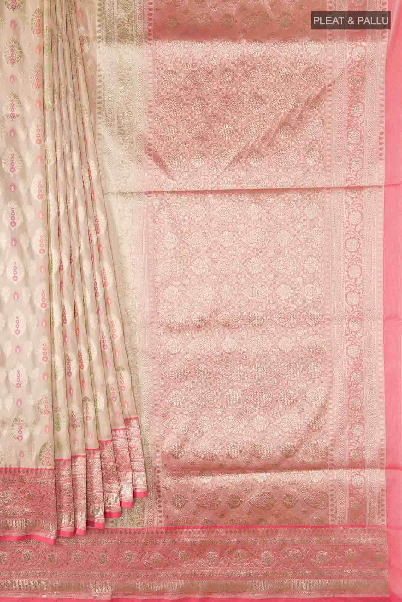 Beige Banarasi Silk Saree