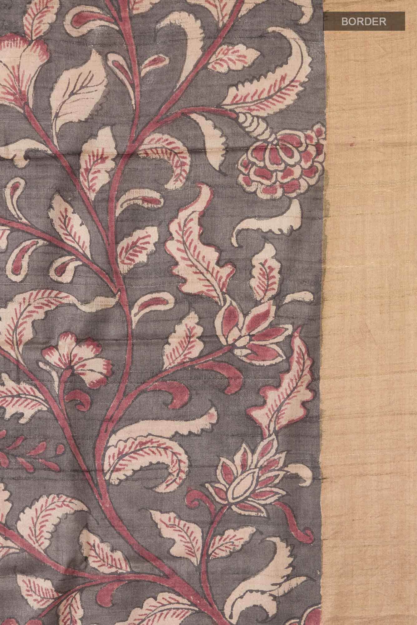 Grey Bhagalpuri Tussar Silk Saree
