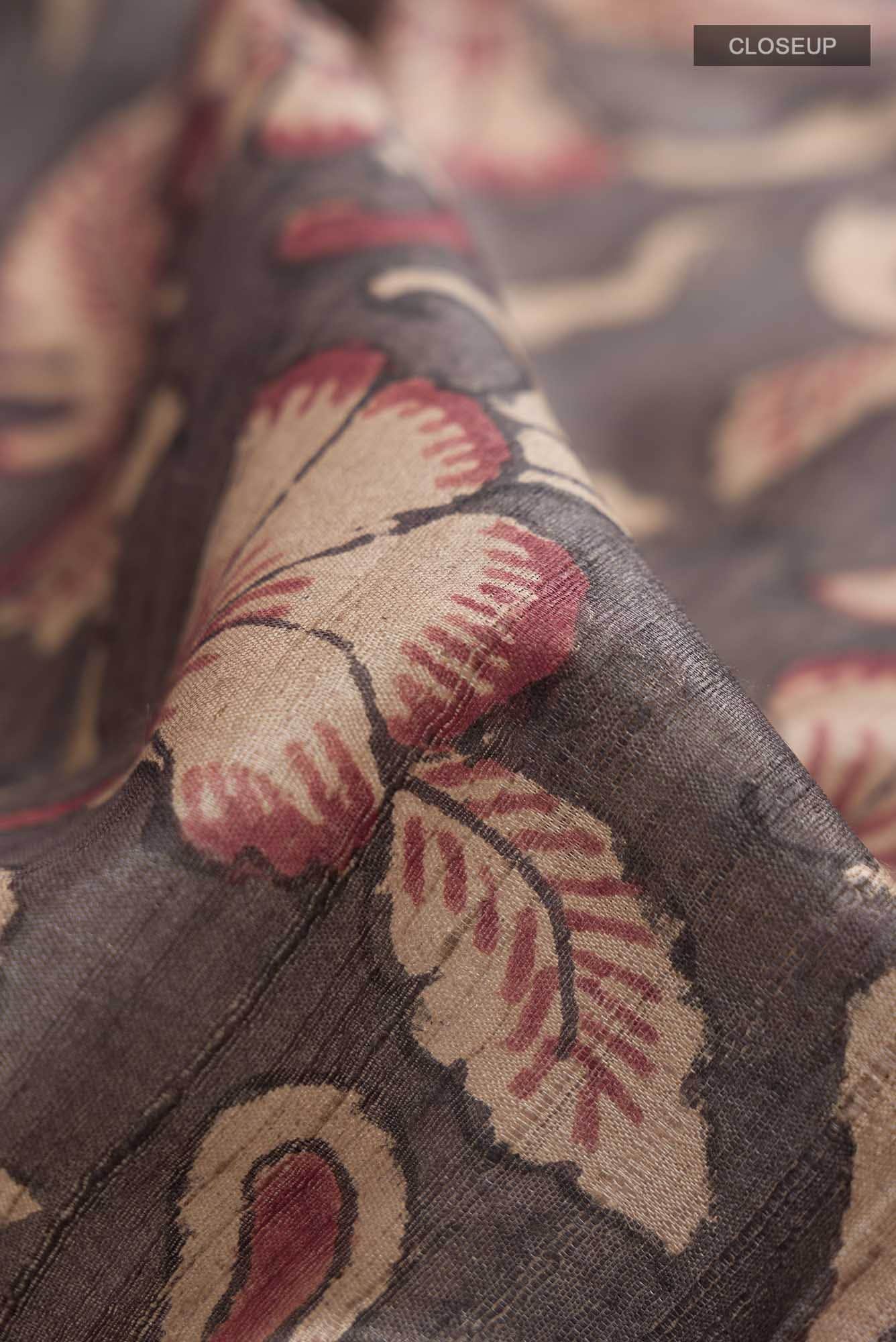 Grey Bhagalpuri Tussar Silk Saree