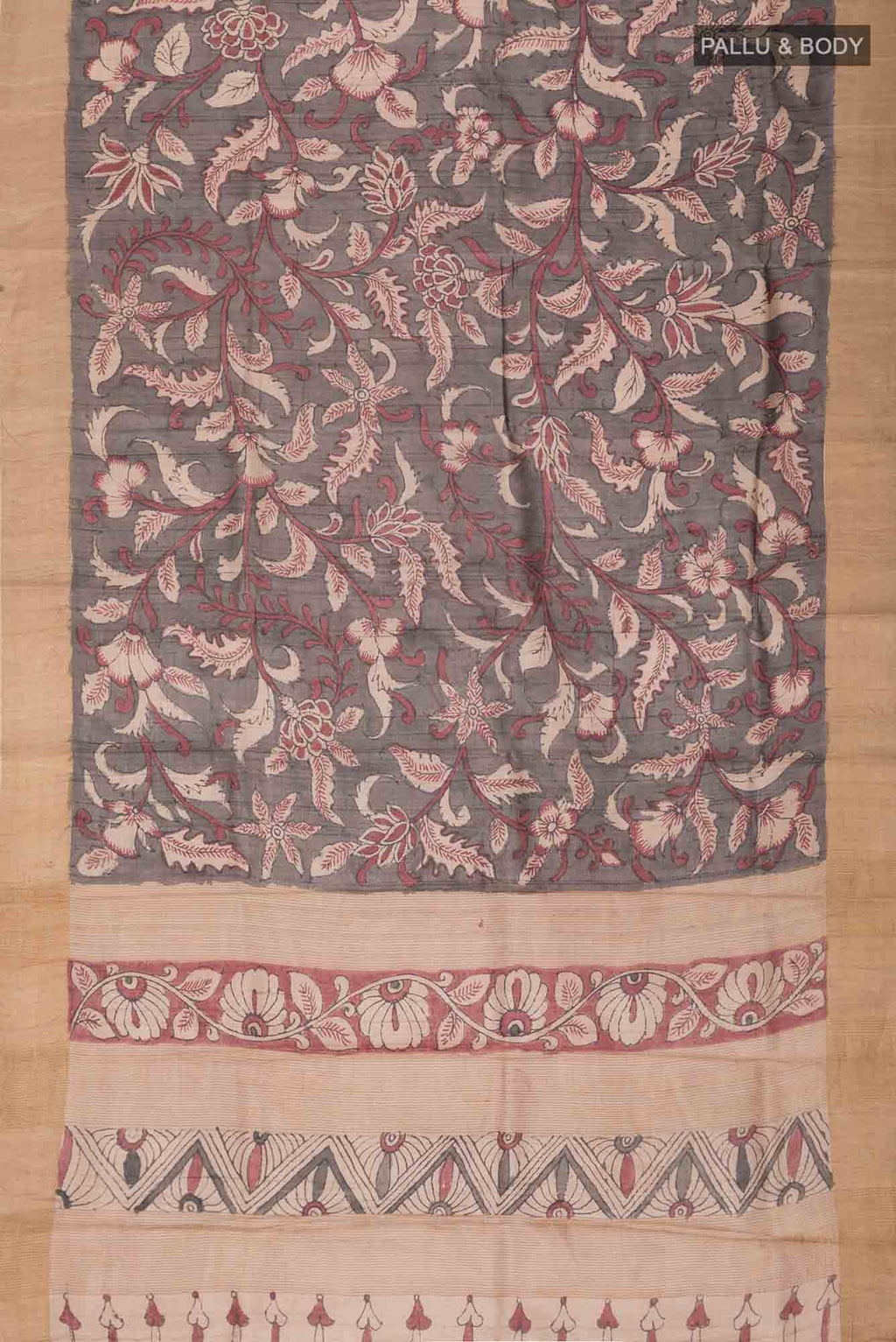 Grey Bhagalpuri Tussar Silk Saree