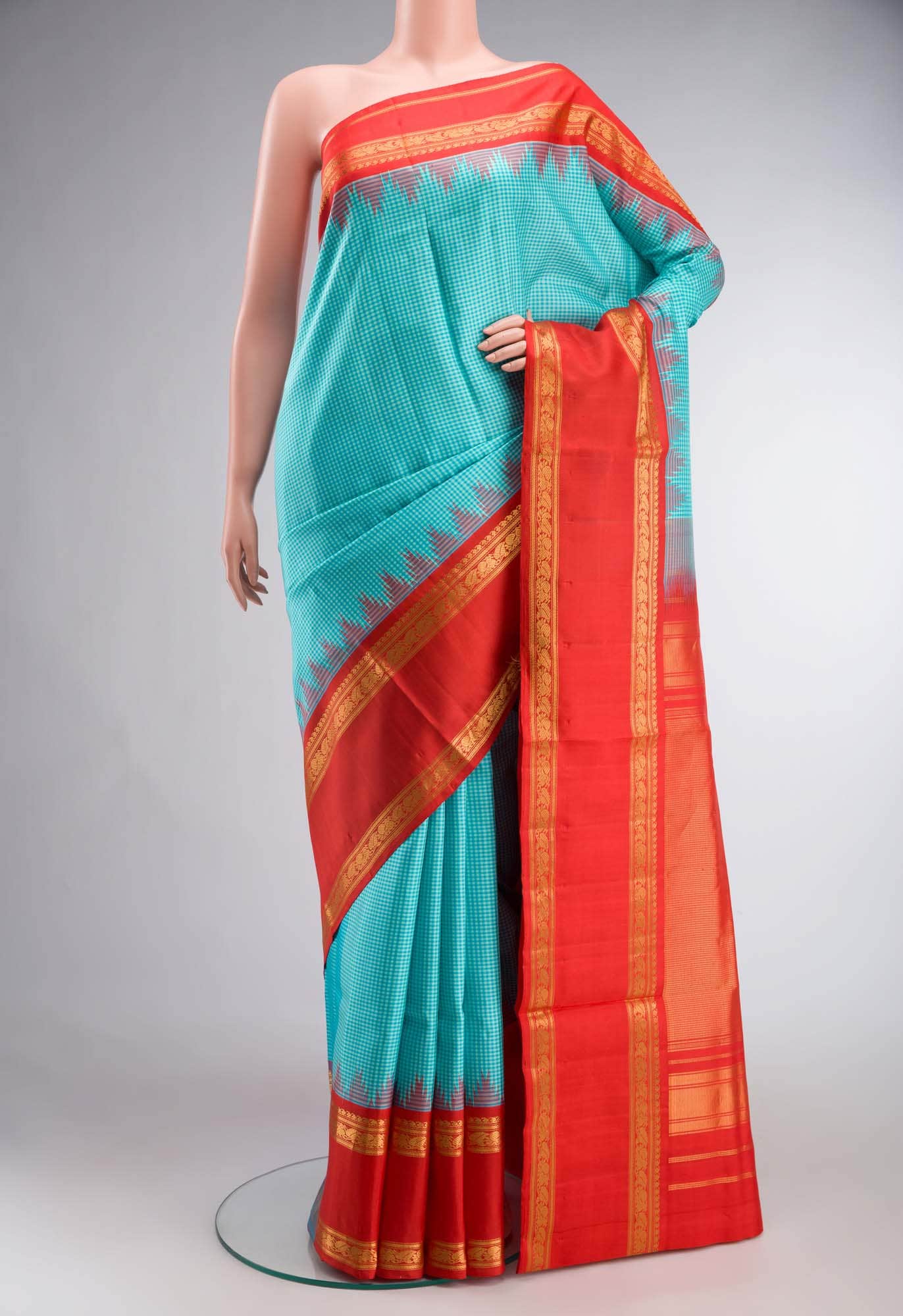 Blue Gadwal Silk Saree