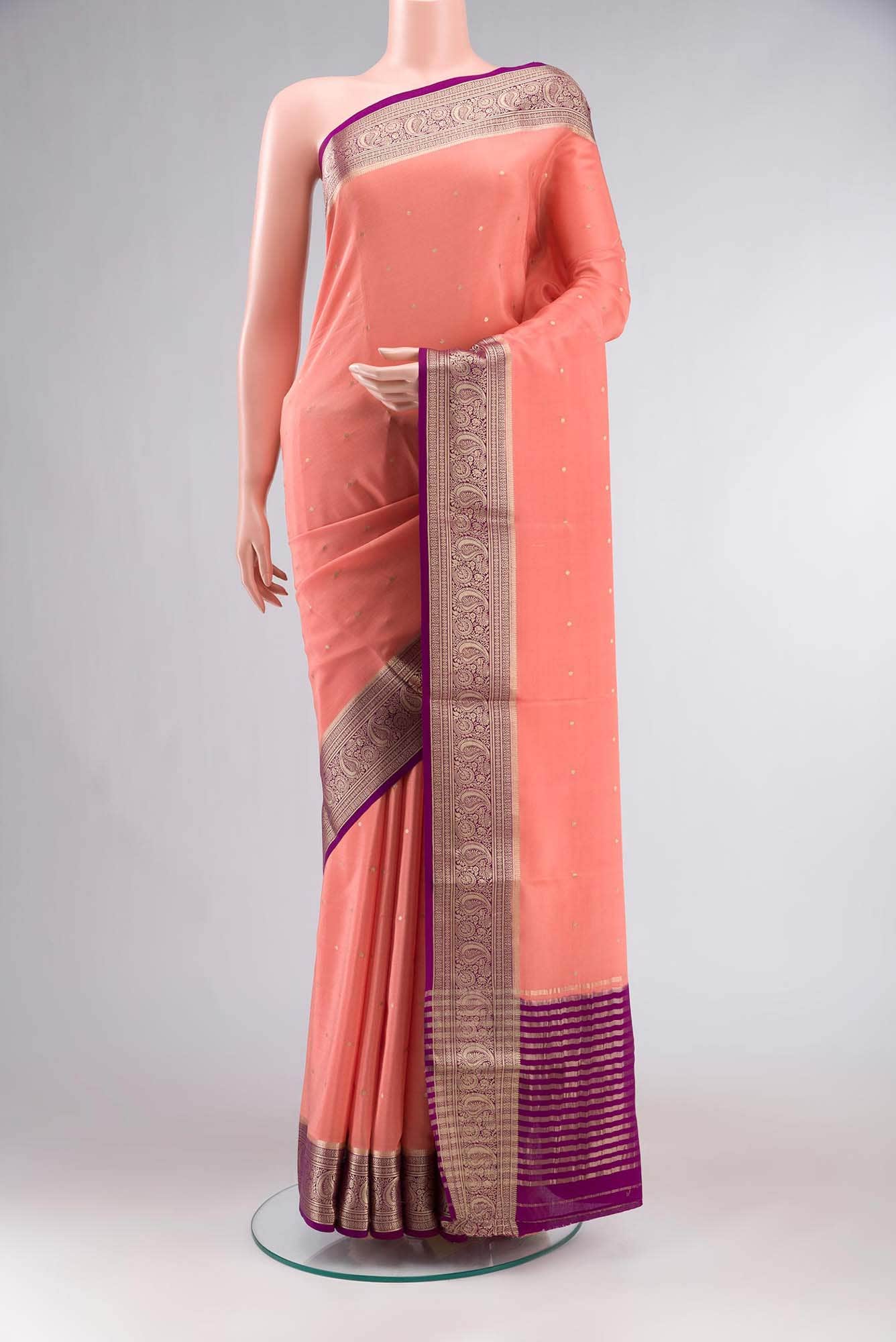 Pink Mysore Crepe Saree