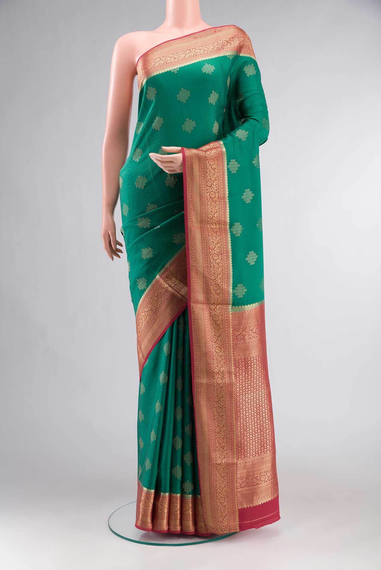Green Mysore Crepe Saree