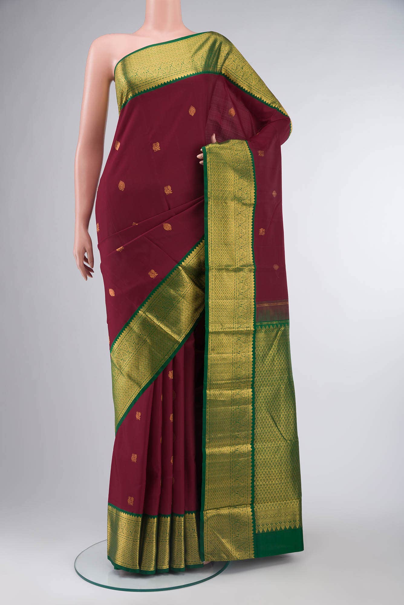 Maroon Kanchipuram Silk Saree