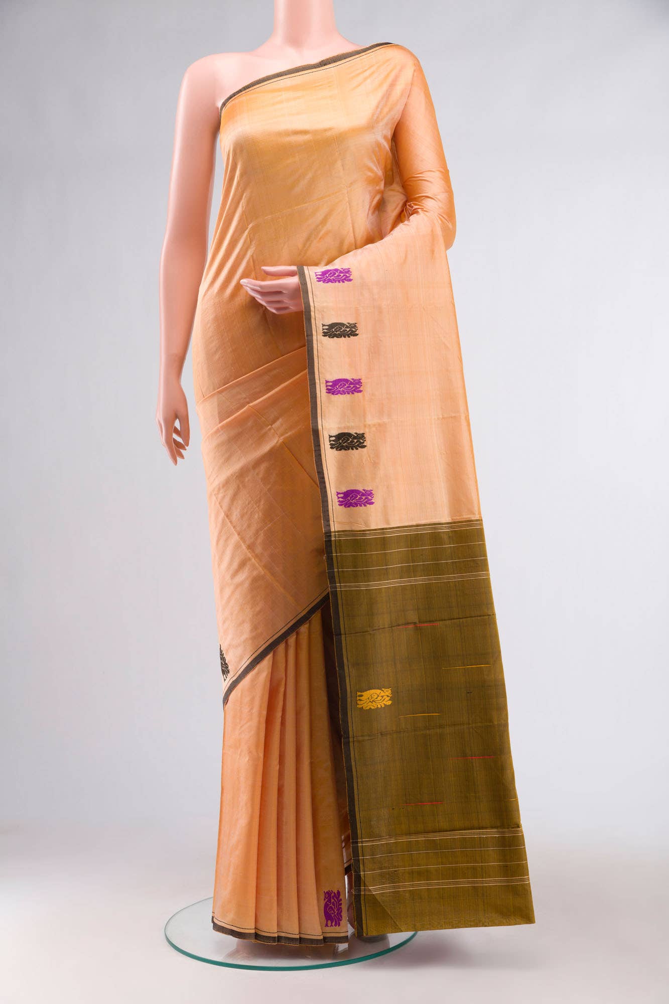 Sandal Kanchipuram Silk Saree
