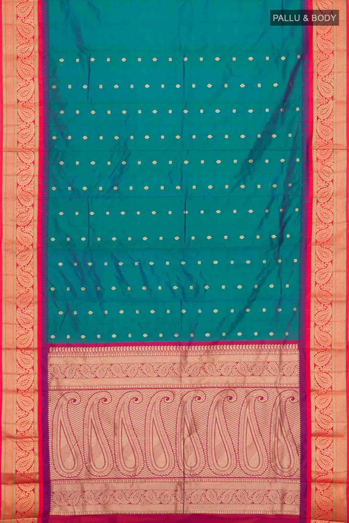 Peacock Blue Blended Bangalore Silk Saree