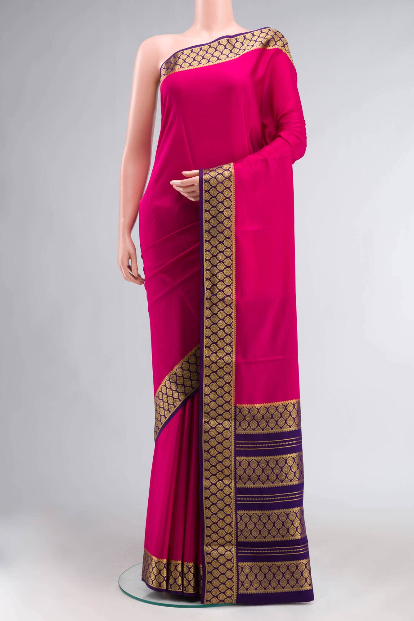 Pink Mysore Crepe Saree