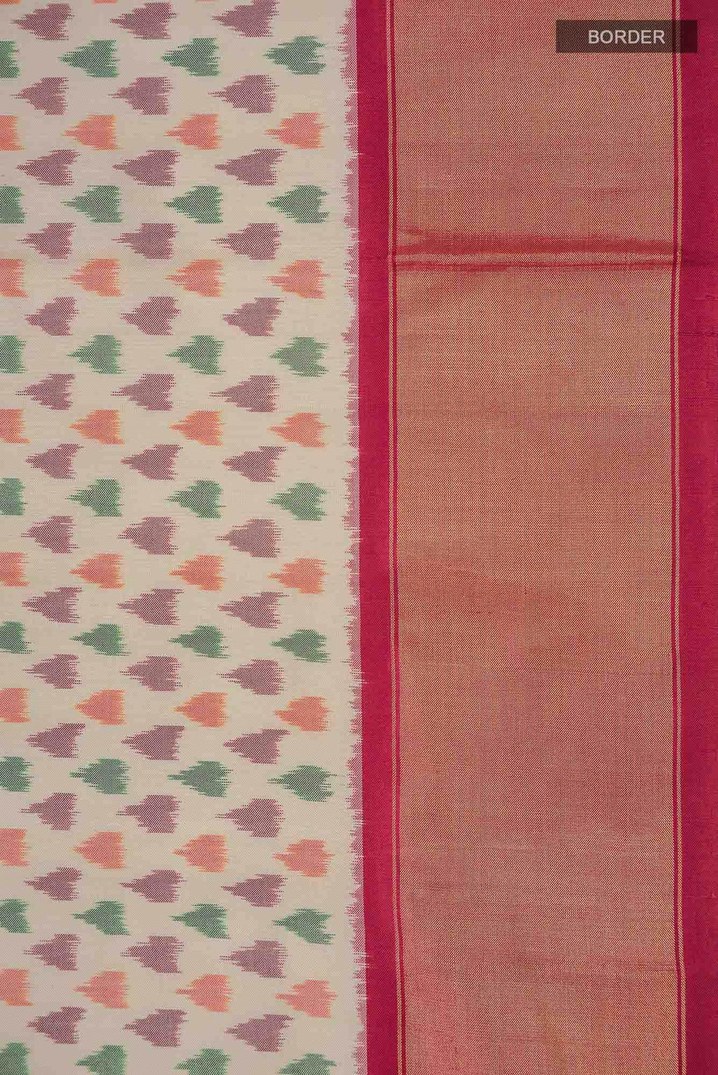 Cream Pochampally Silk Saree