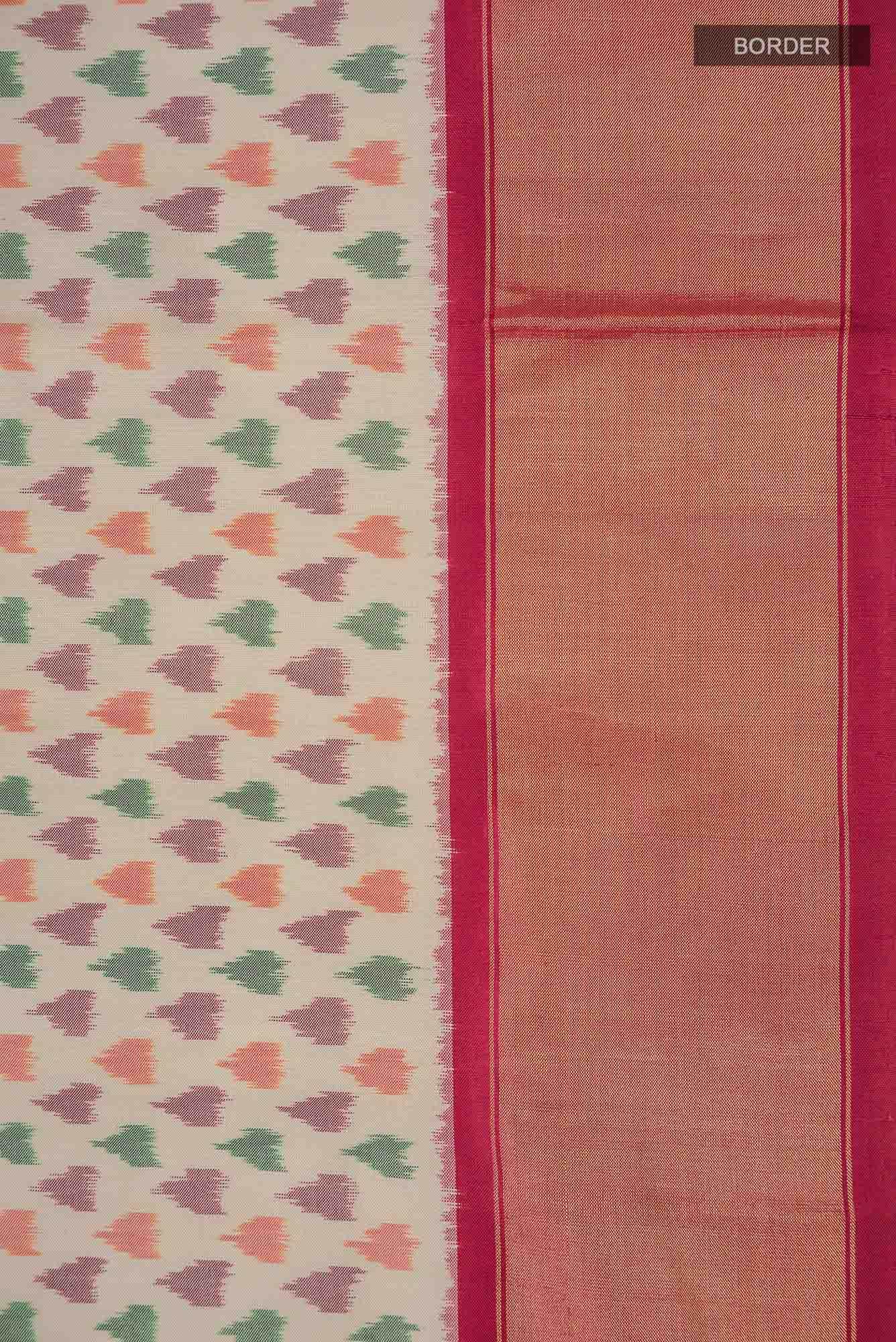 Cream Pochampally Silk Saree