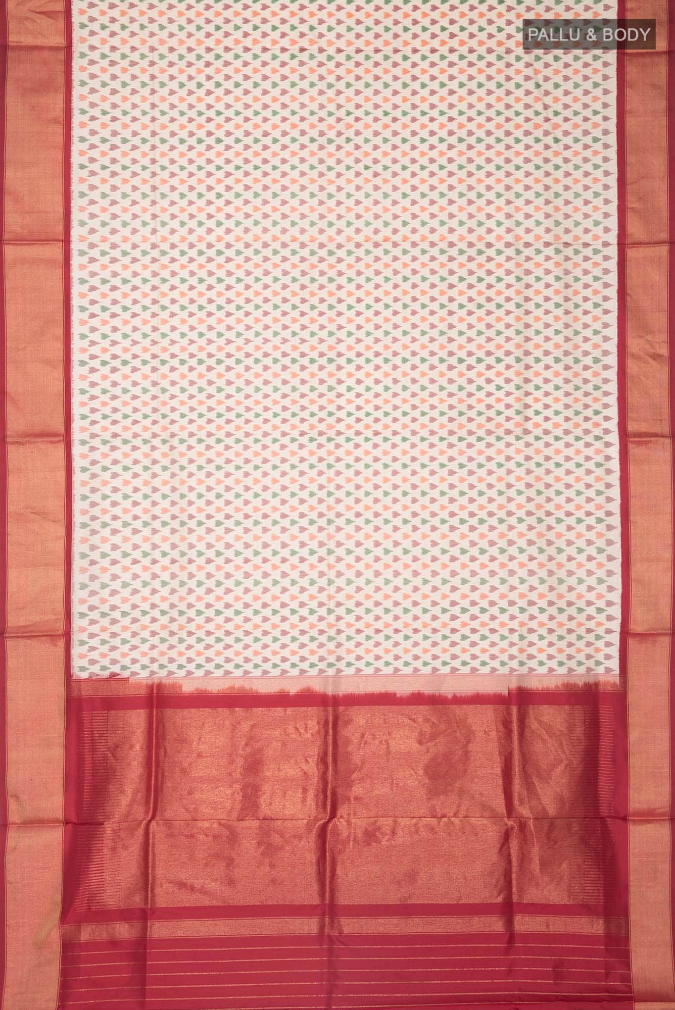 Cream Pochampally Silk Saree