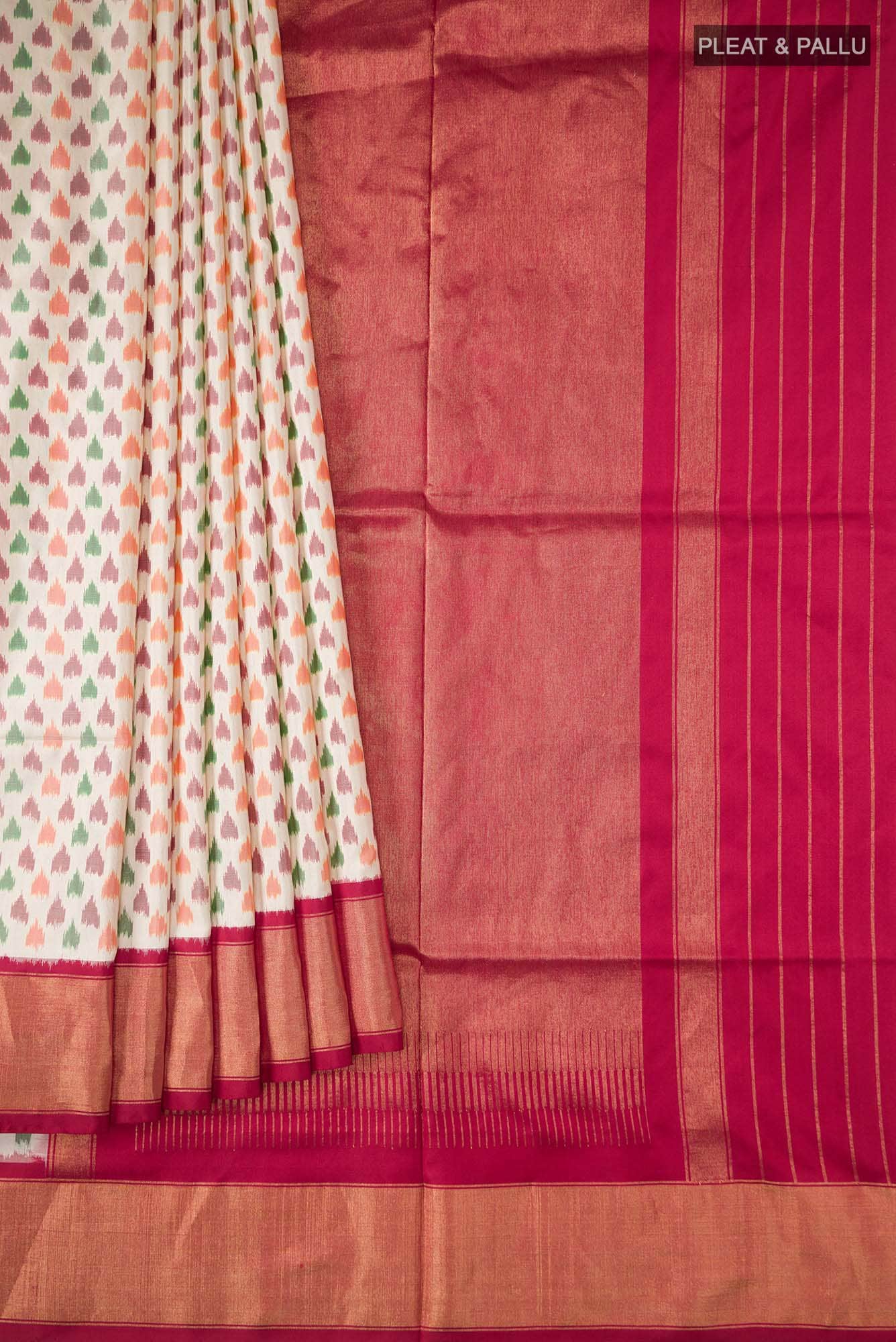 Cream Pochampally Silk Saree