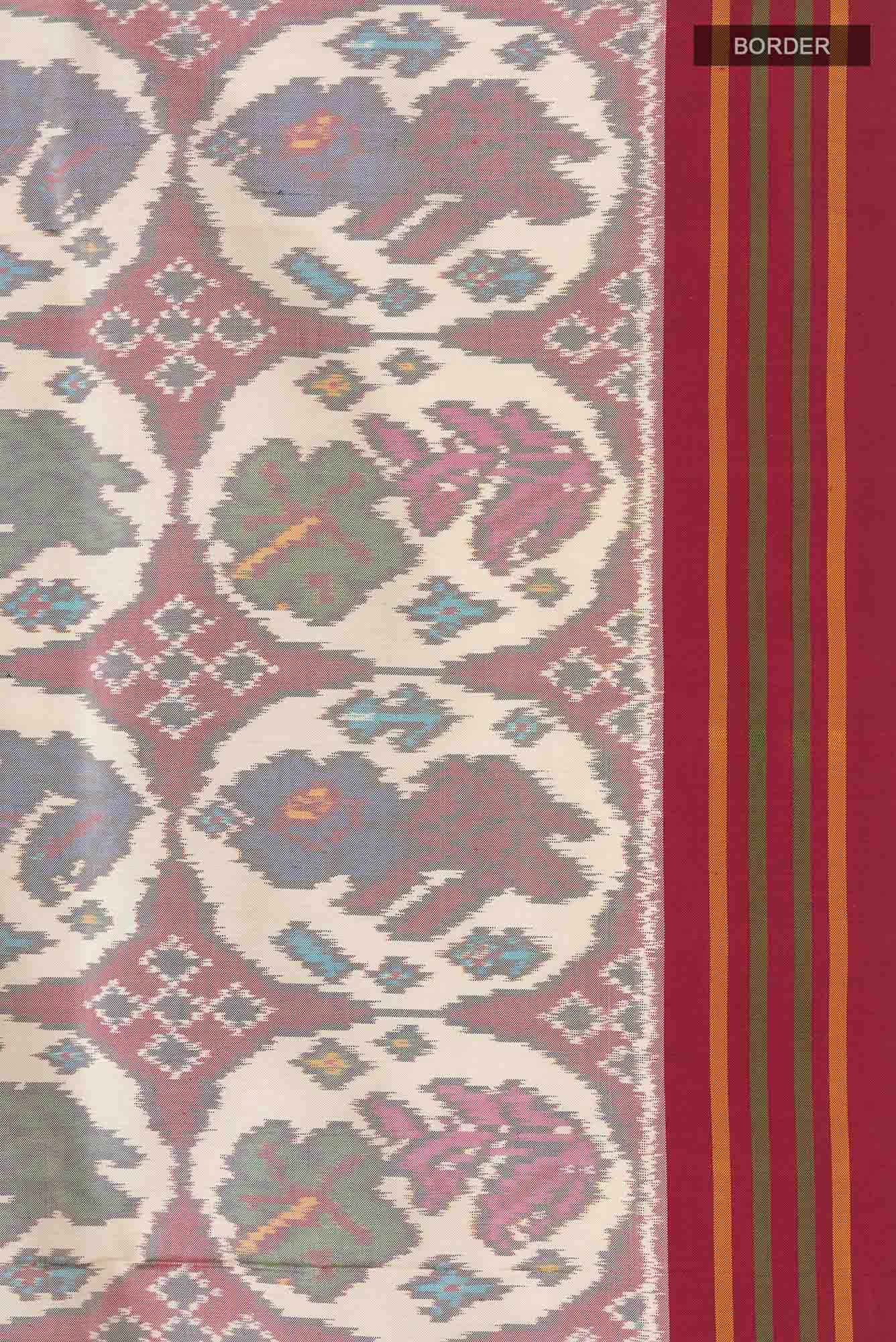 Cream Pochampally Silk Saree