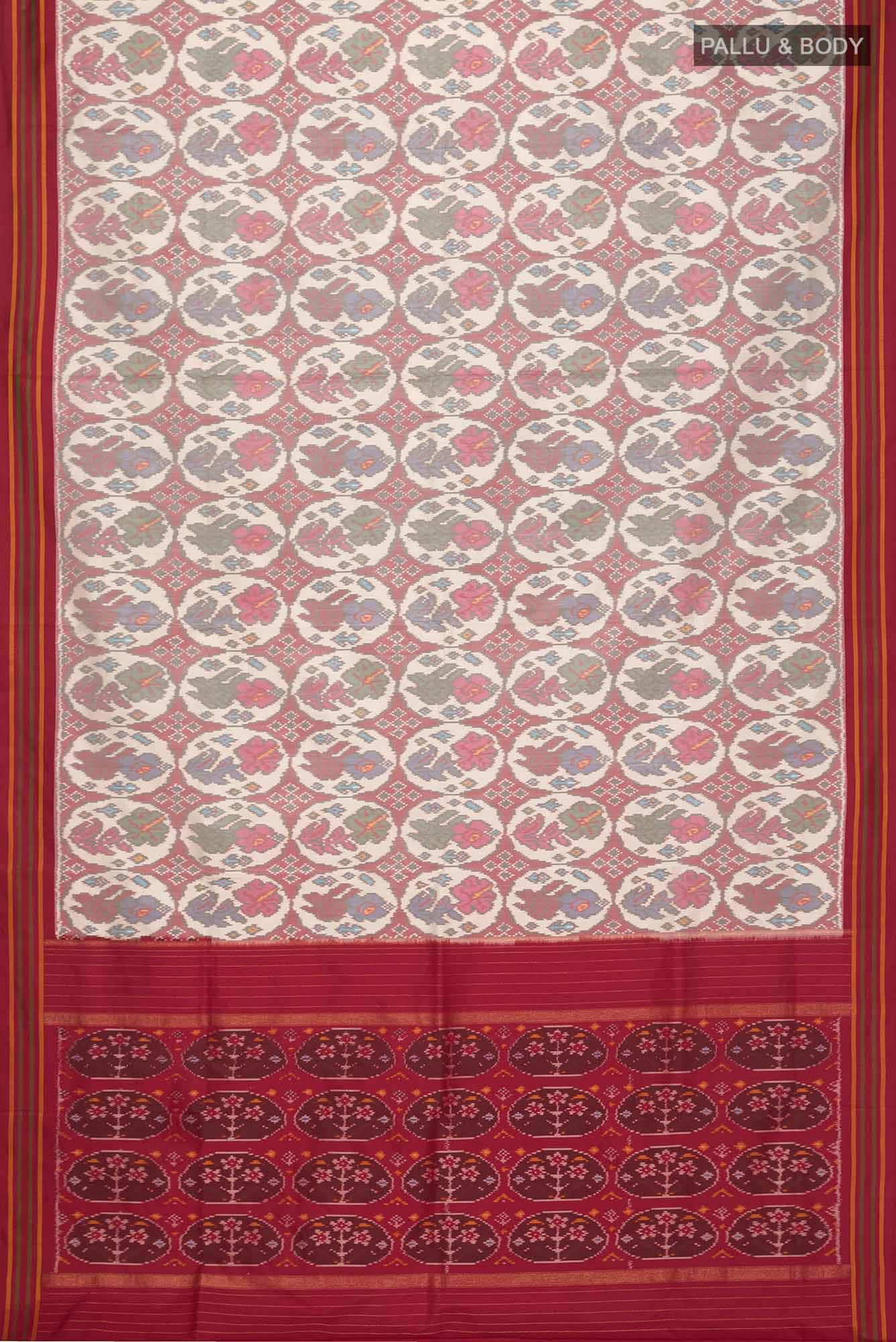 Cream Pochampally Silk Saree