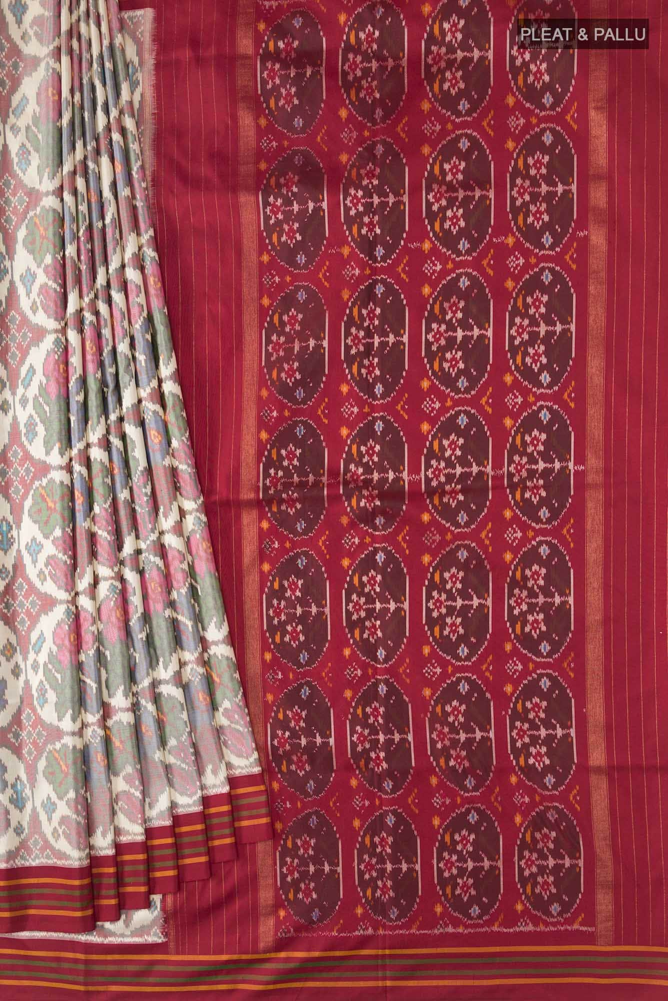 Cream Pochampally Silk Saree
