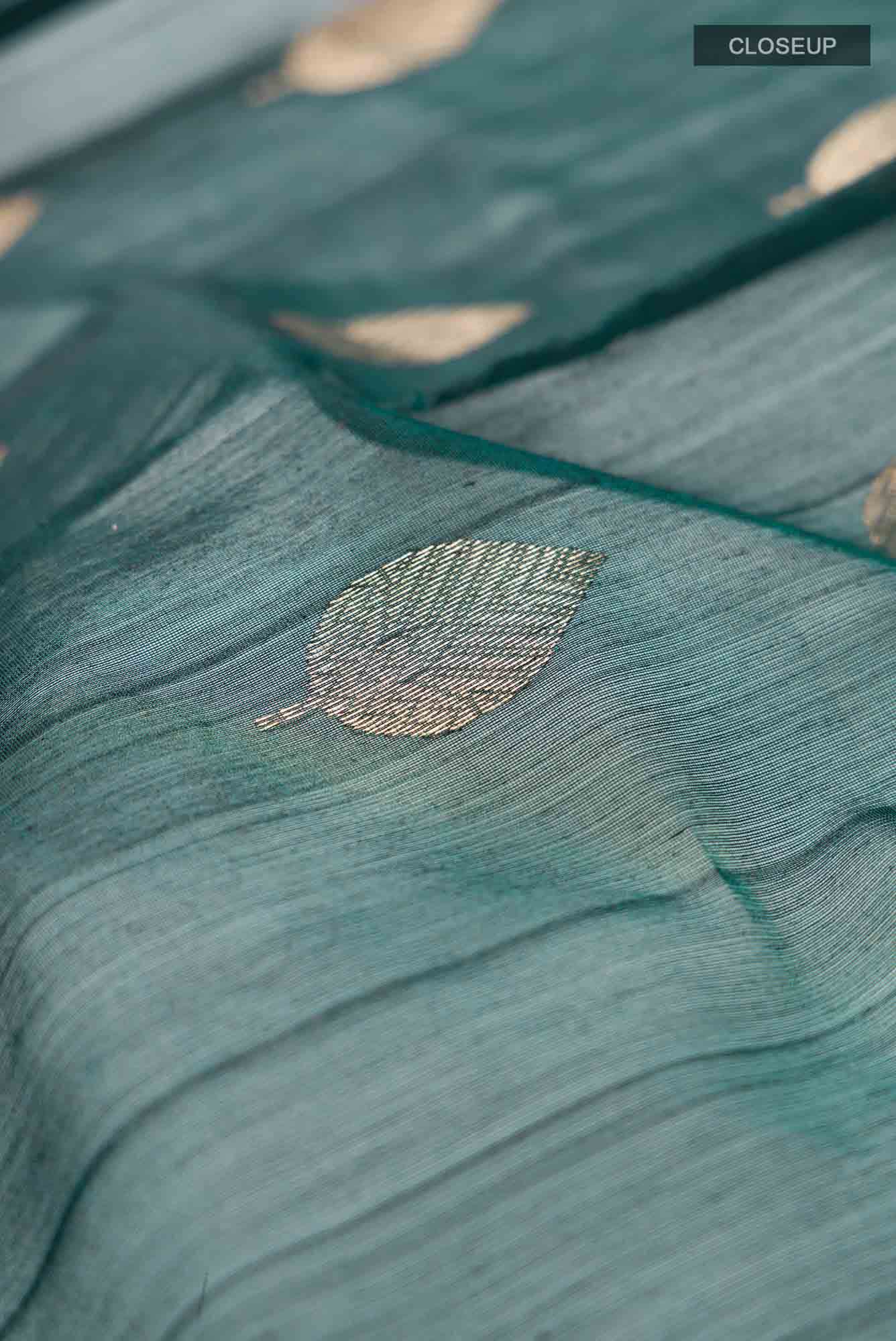 Bottle Green Chanderi Silk Cotton Saree