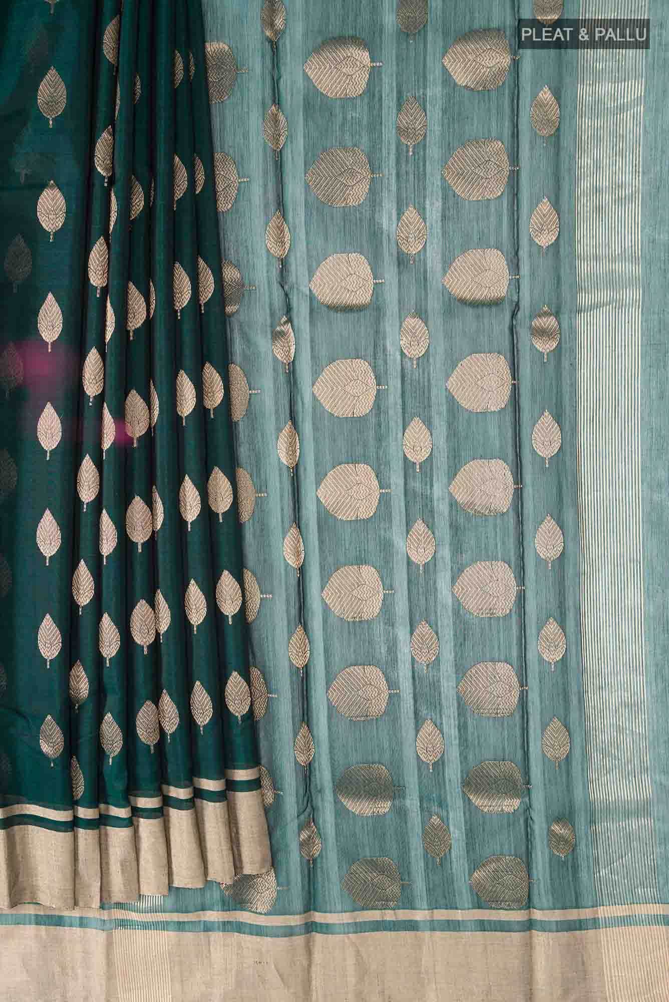 Bottle Green Chanderi Silk Cotton Saree