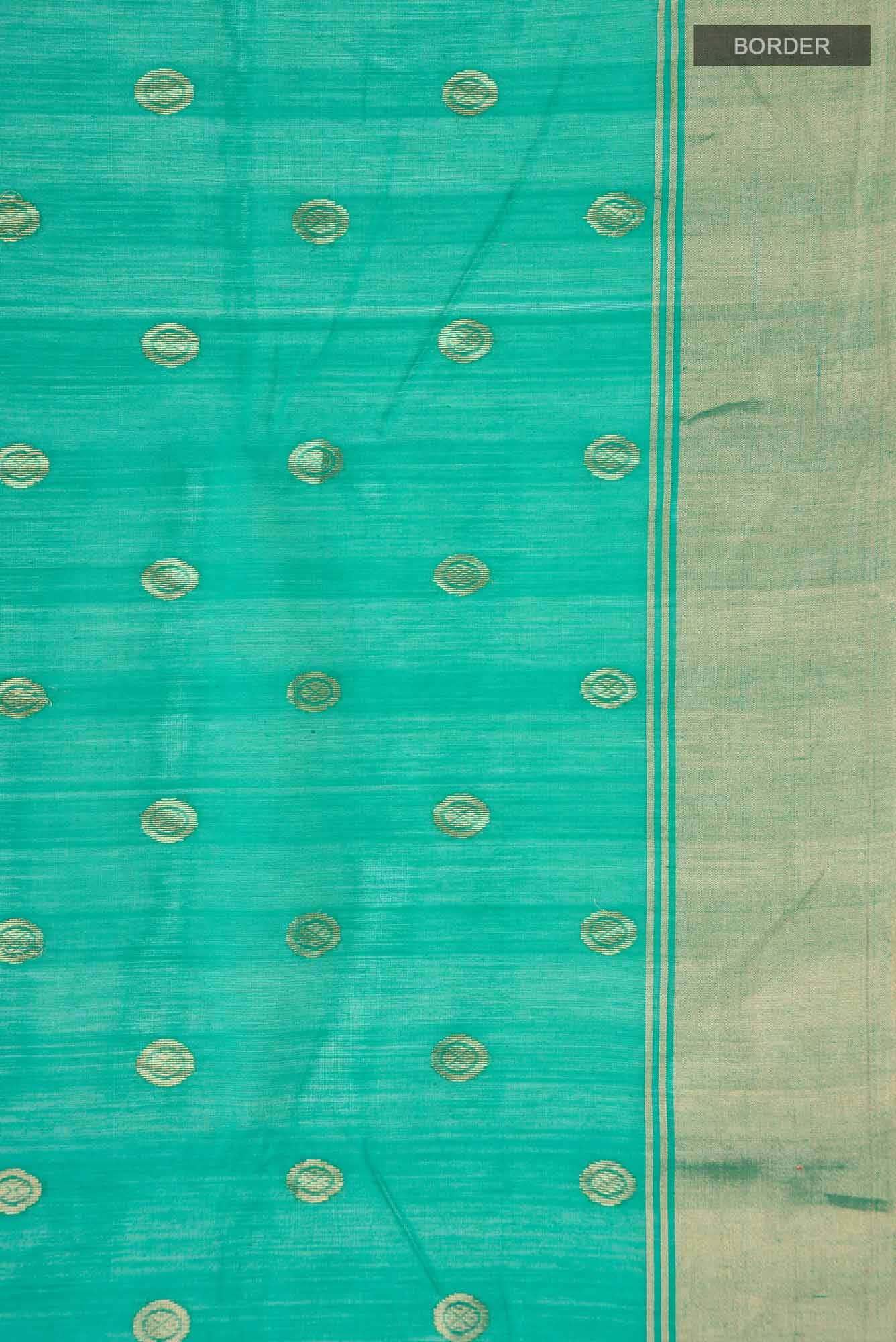 Turquoise Chanderi Silk Cotton Saree