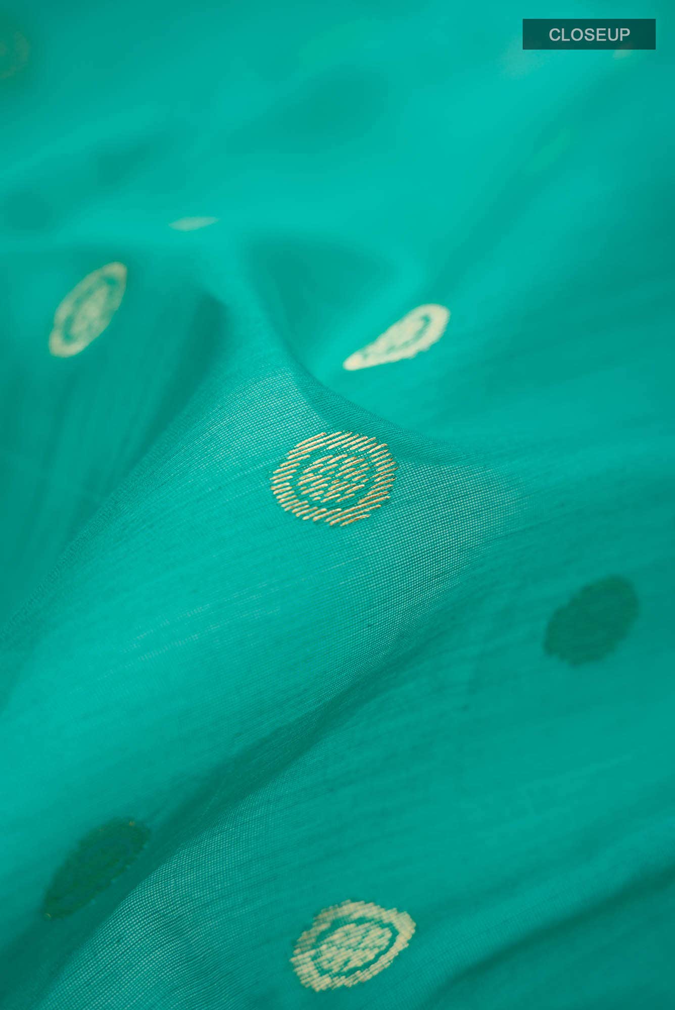 Turquoise Chanderi Silk Cotton Saree