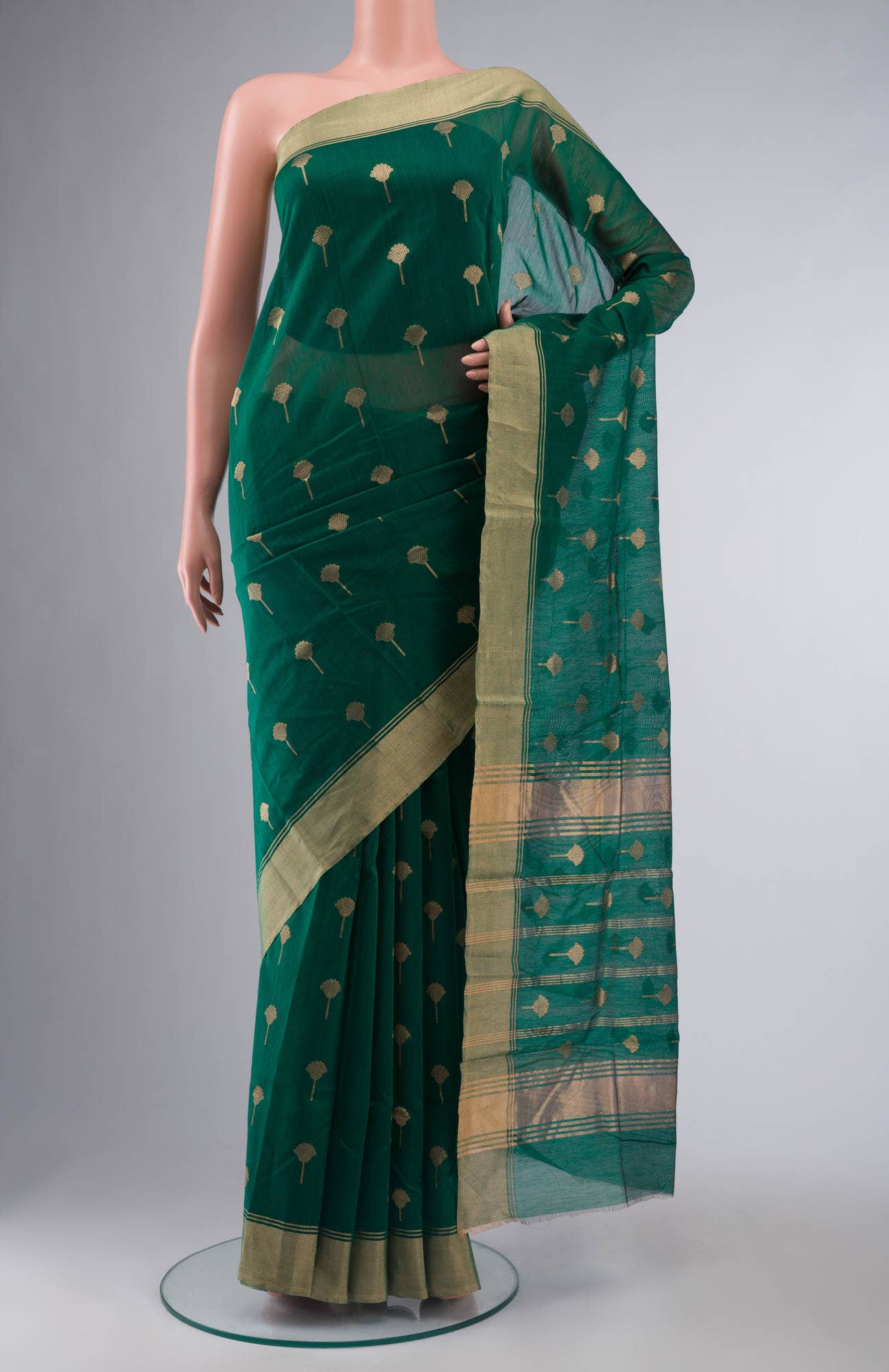 Green Chanderi Silk Cotton Saree
