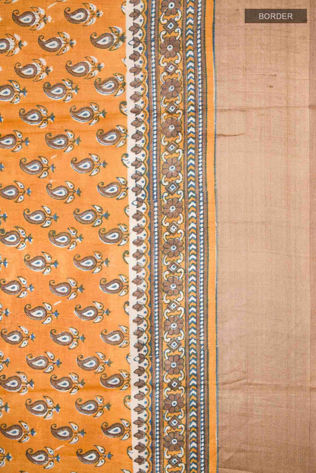 Yellow Bhagalpuri Tussar Silk Saree