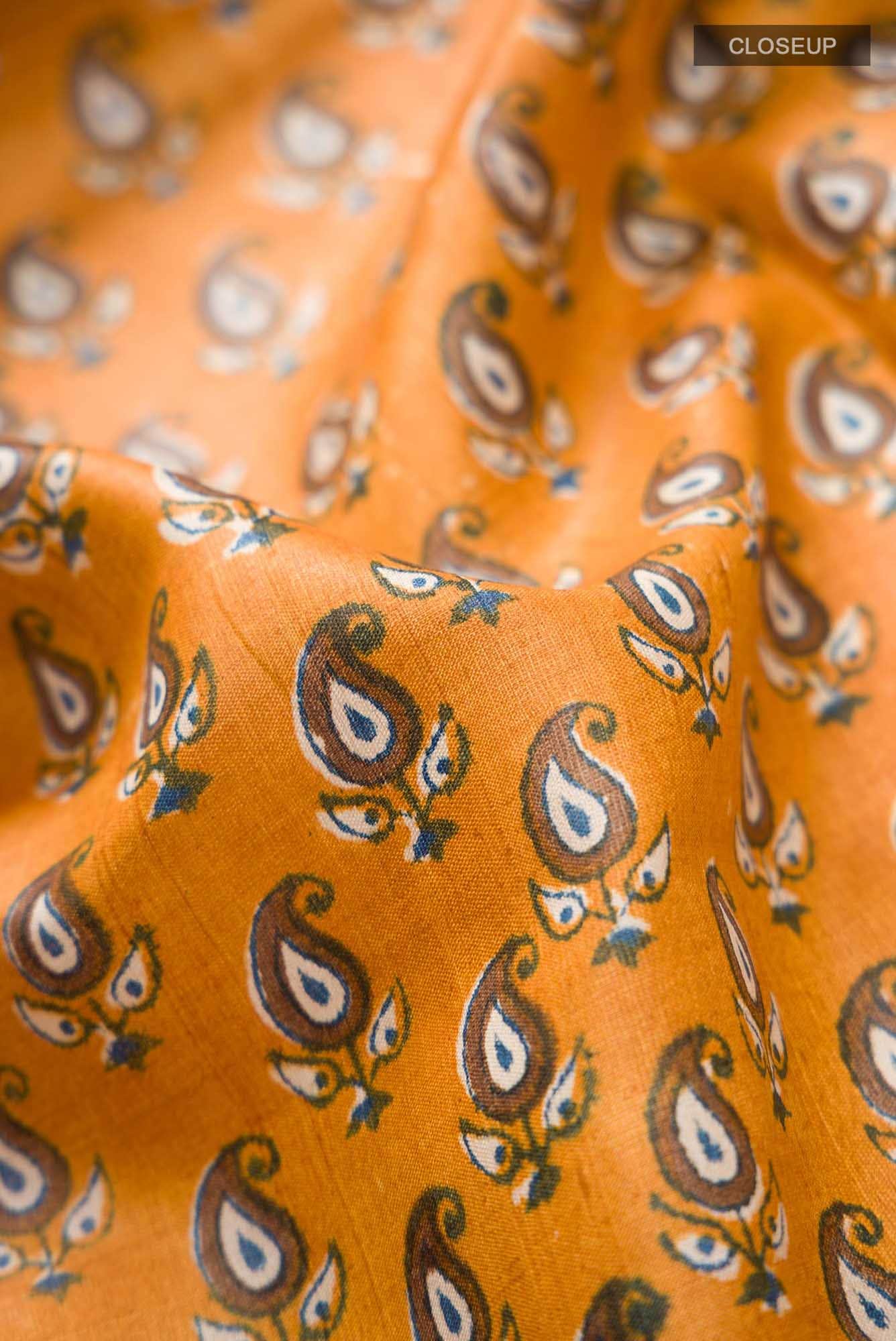 Yellow Bhagalpuri Tussar Silk Saree