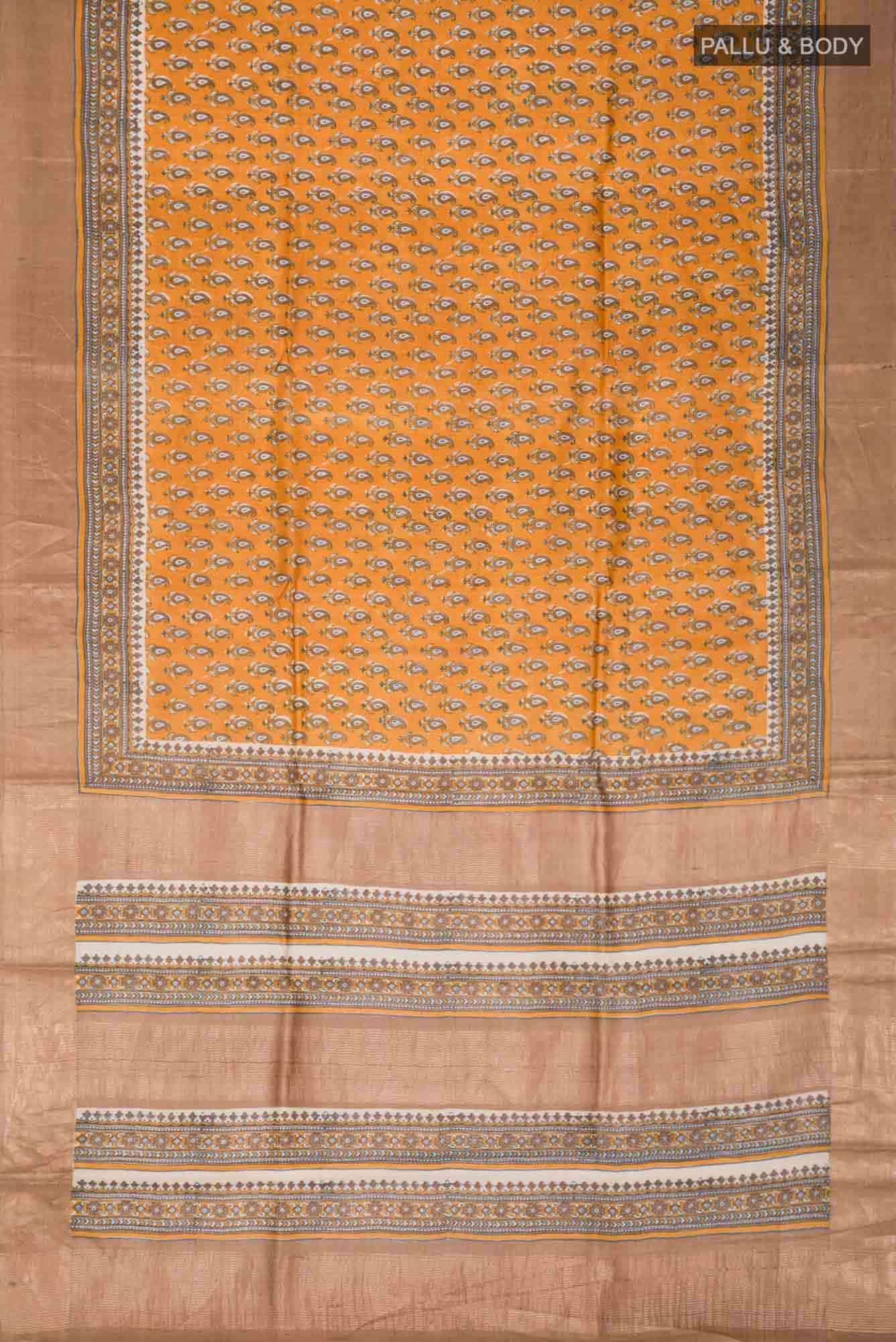 Yellow Bhagalpuri Tussar Silk Saree