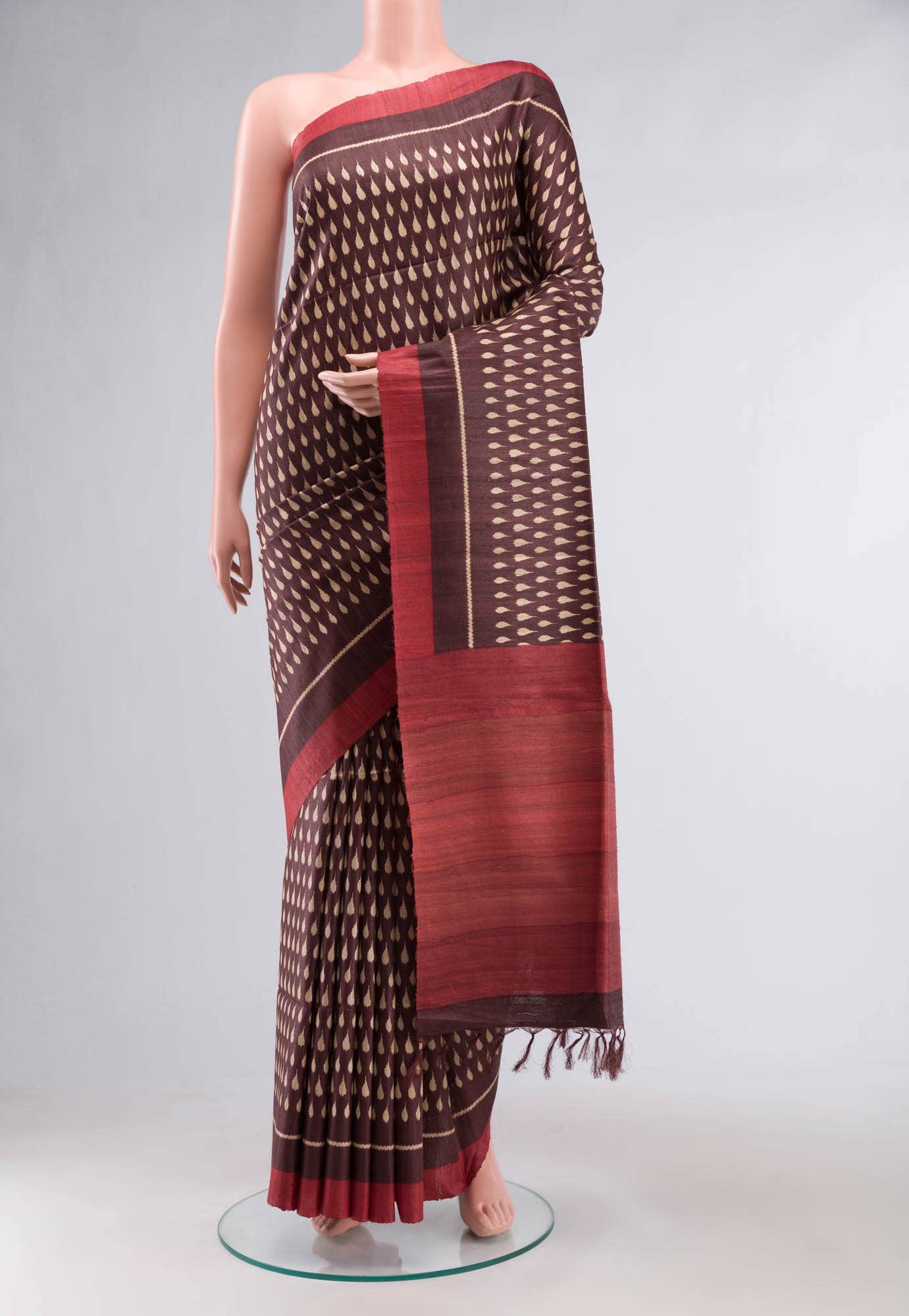 Maroon Bhagalpuri Tussar Silk Saree