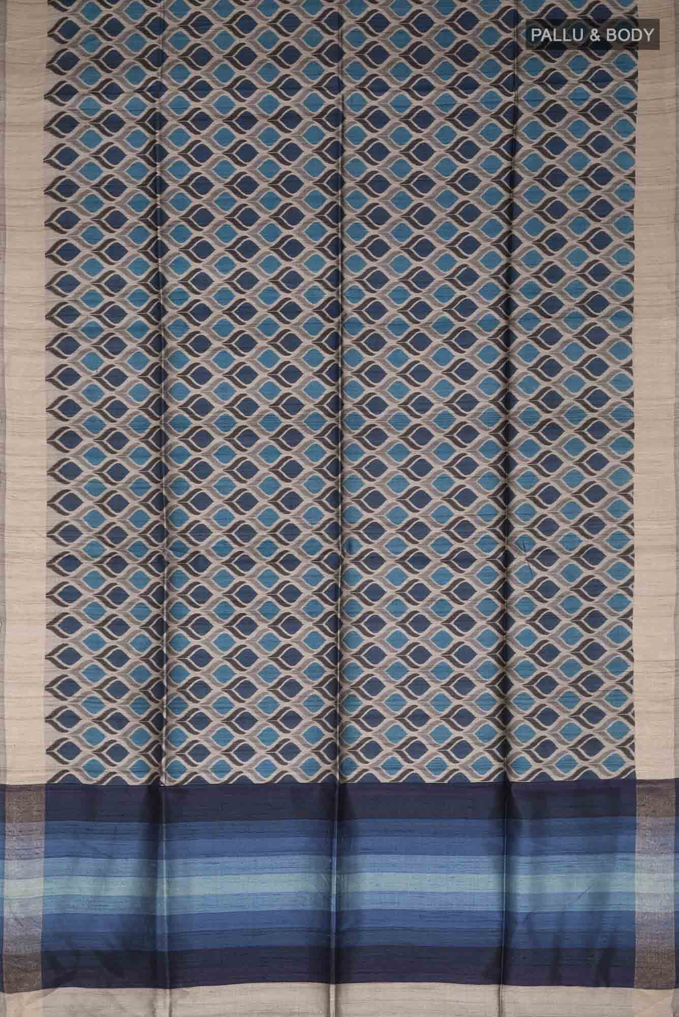 Blue Bhagalpuri Tussar Silk Saree