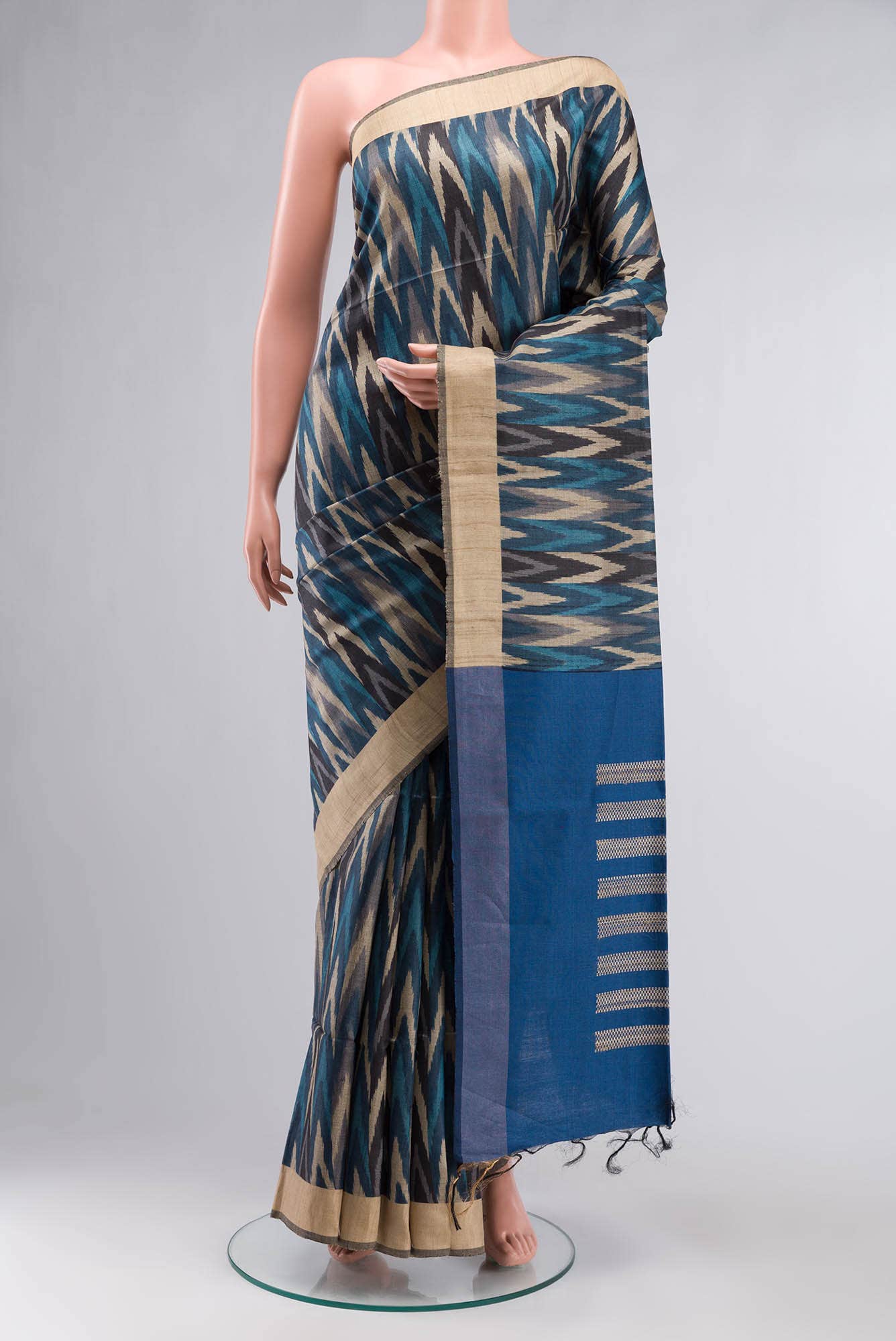 Blue Bhagalpuri Tussar Silk Saree