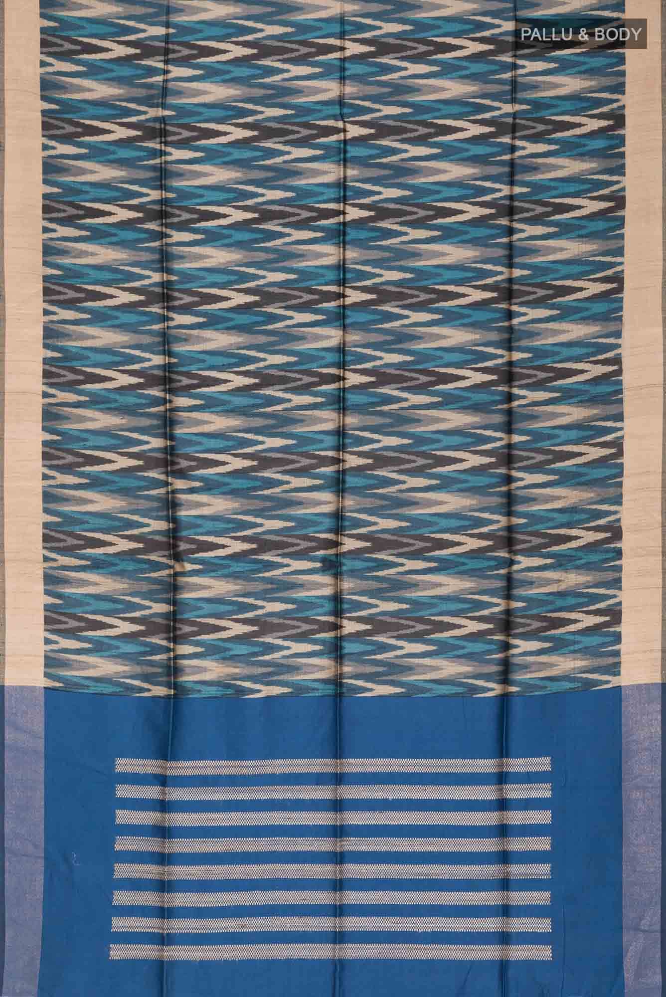 Blue Bhagalpuri Tussar Silk Saree