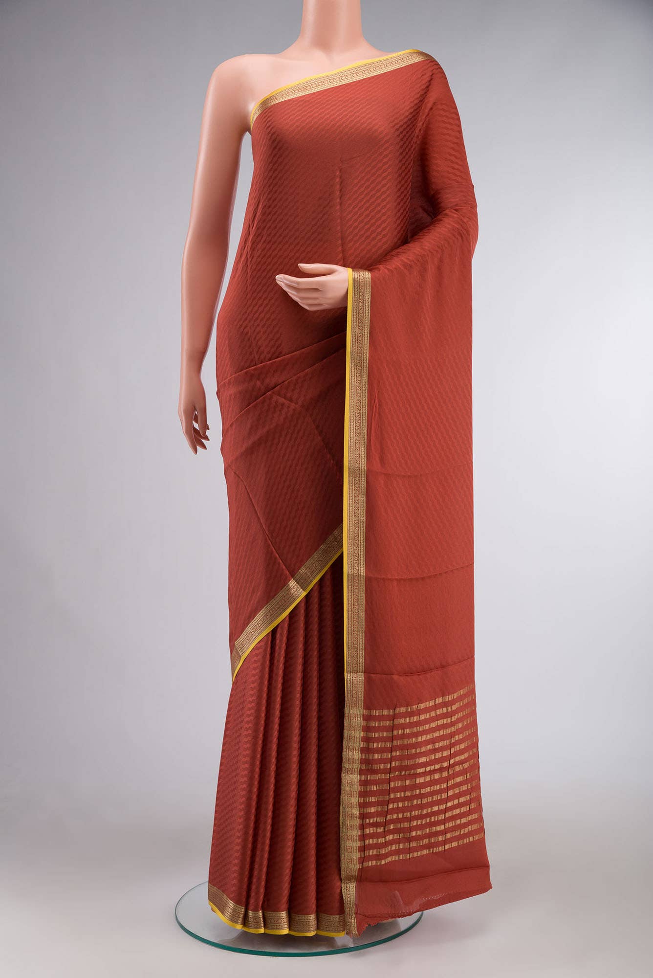 Rust Mysore Crepe Saree