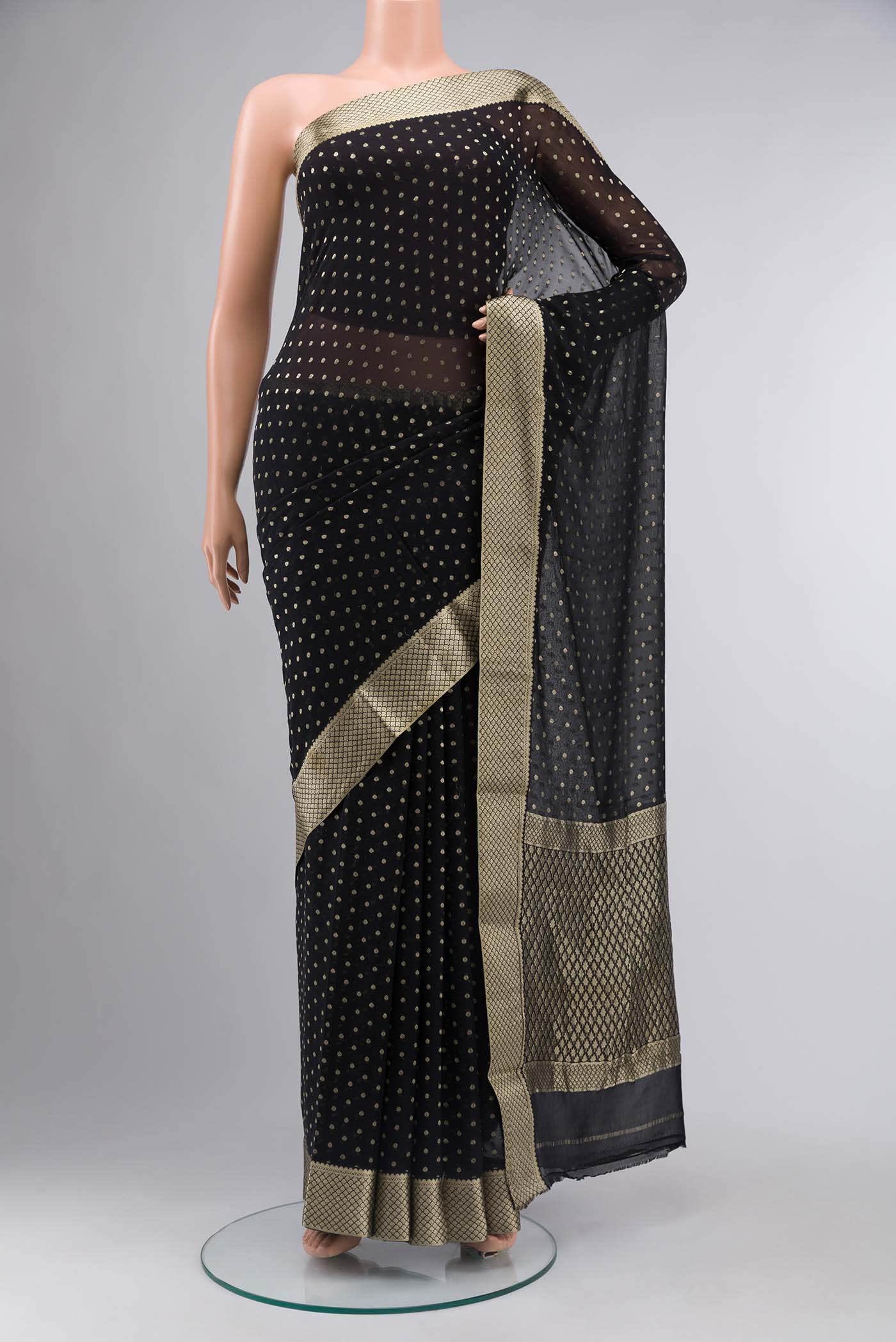 Black Mysore Georgette Saree