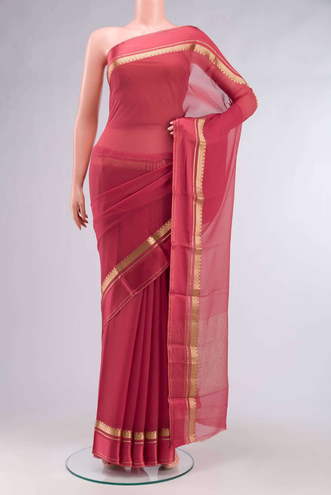 Coral Mysore Chiffon Saree