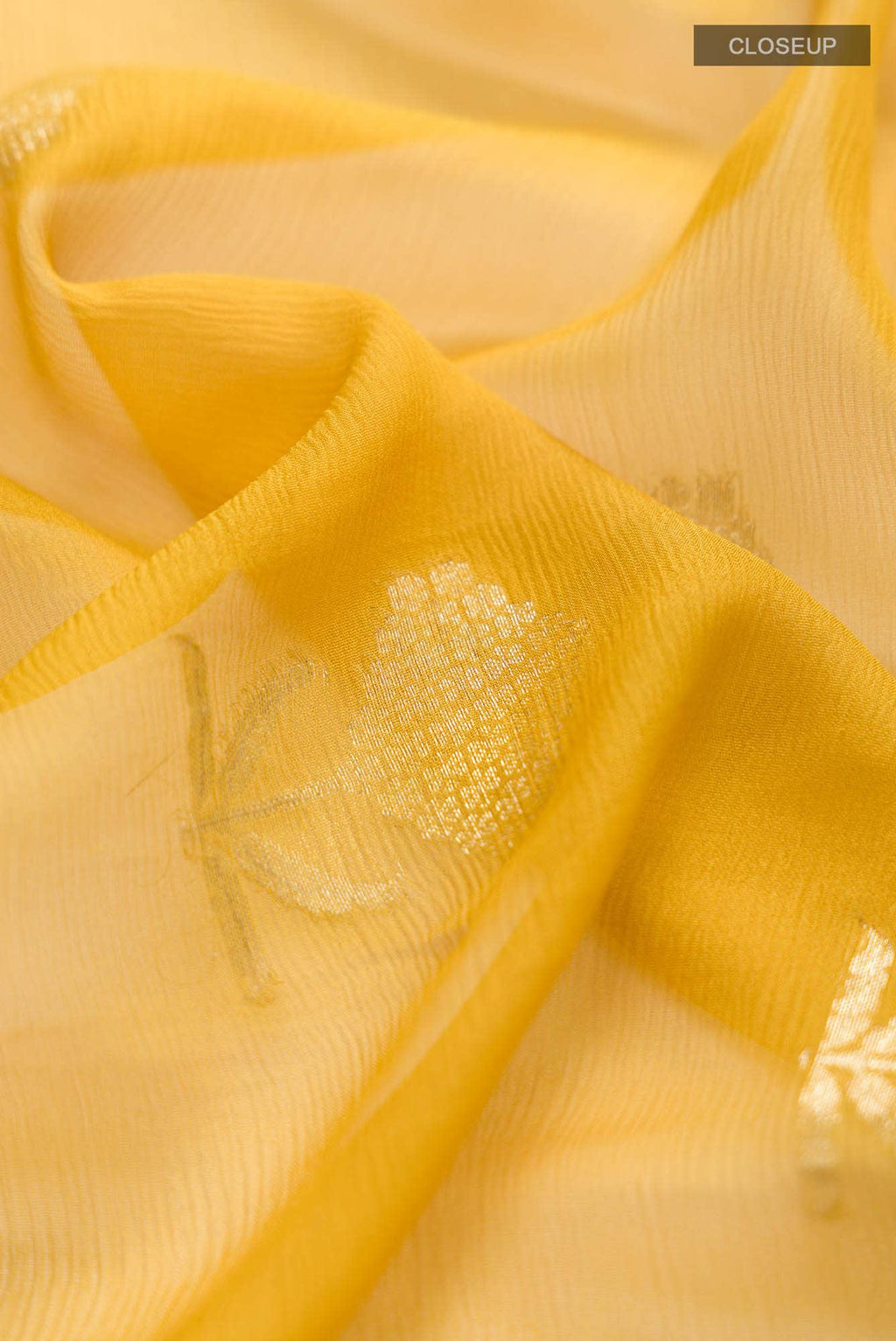 Yellow Mysore Chiffon Saree