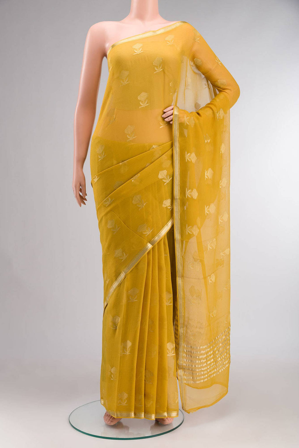 Yellow Mysore Chiffon Saree