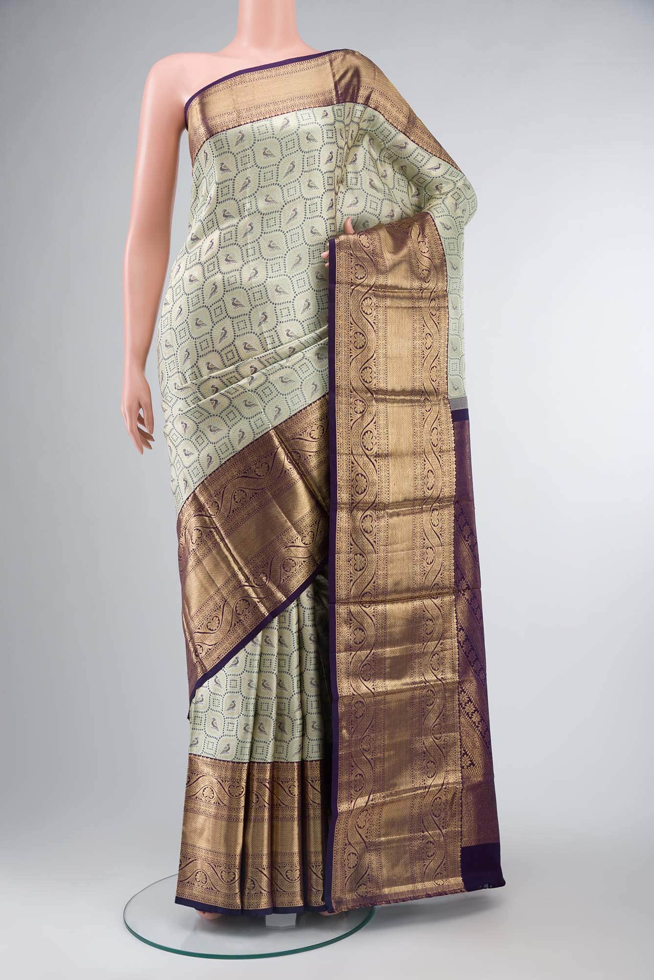 Sage Green Kanchipuram Silk Saree
