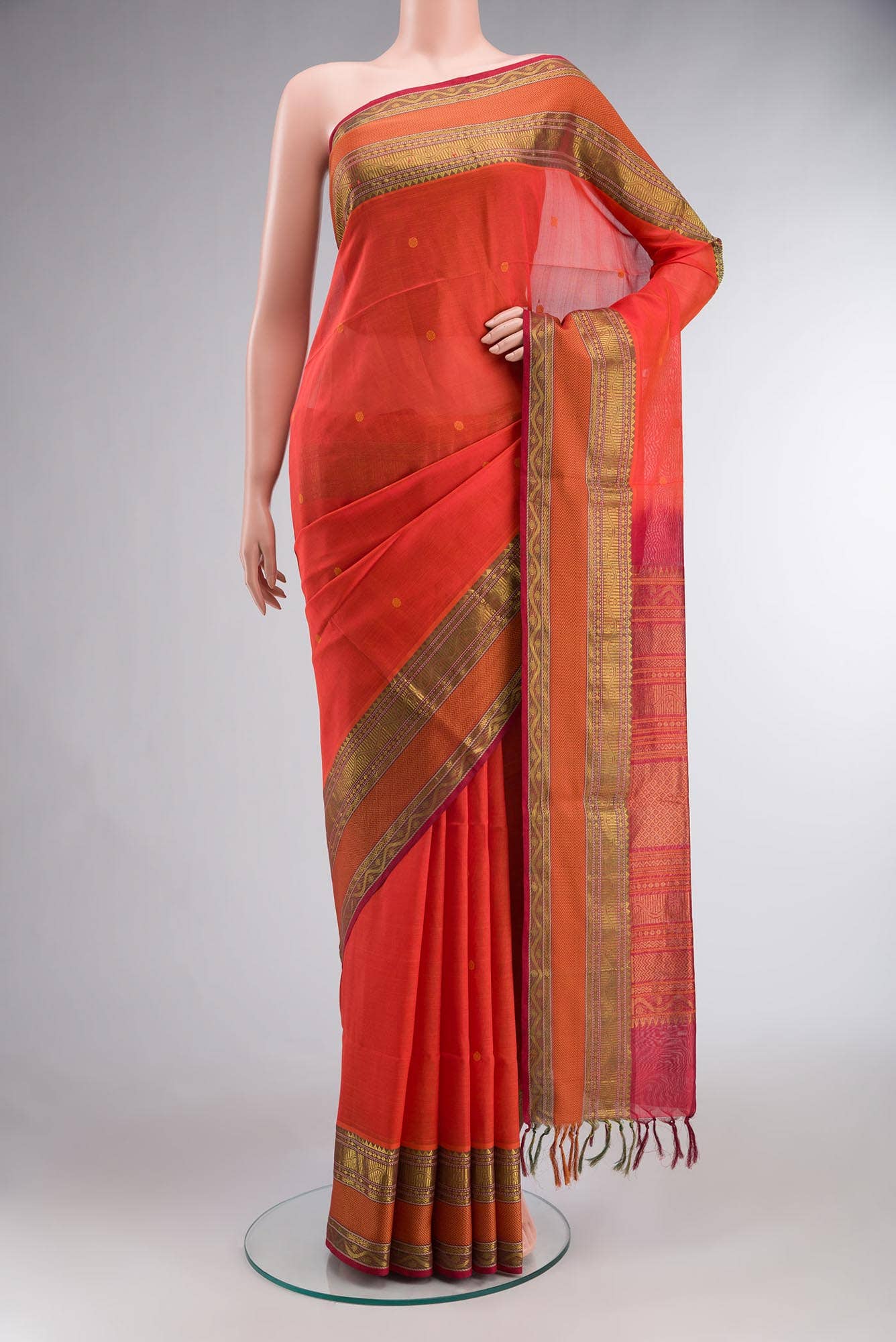 Orange Silk Cotton Saree