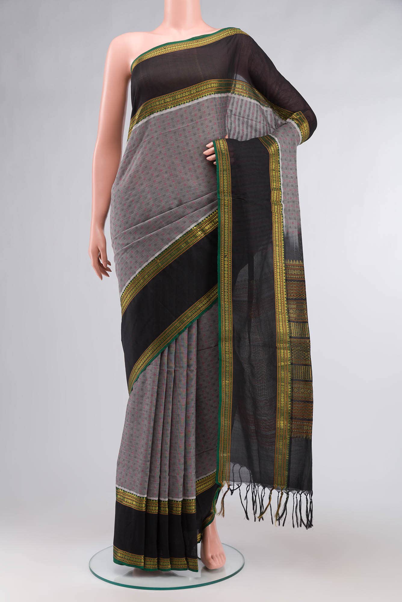 Grey Silk Cotton Saree