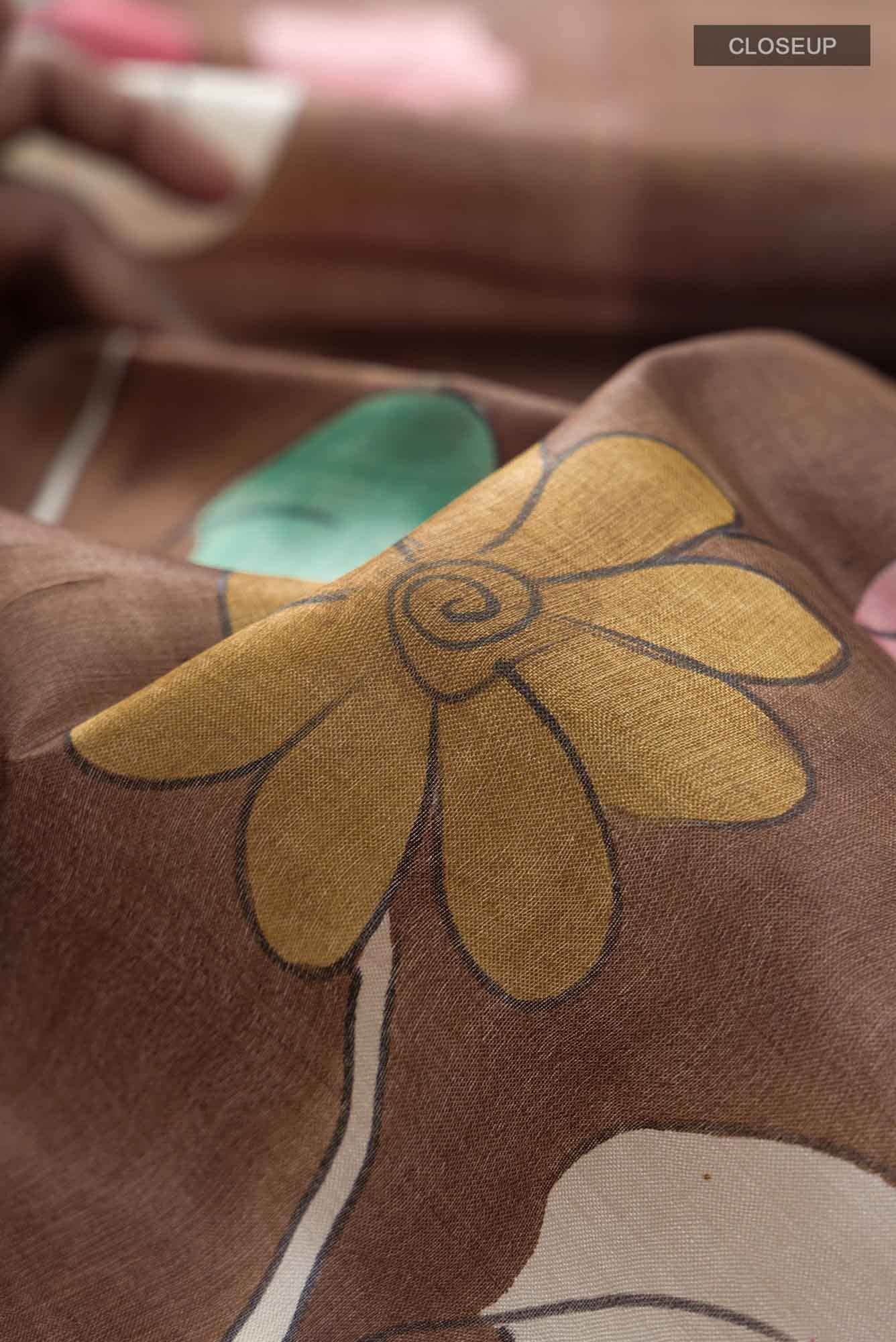 Brown Tussar Silk Saree