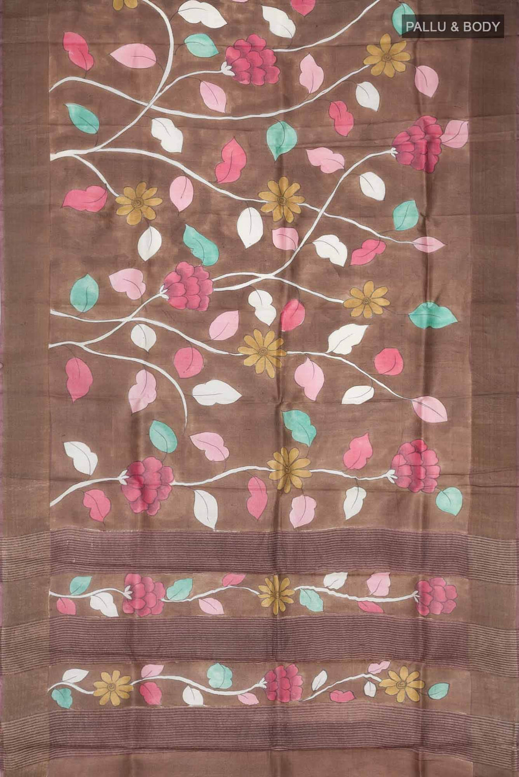 Brown Tussar Silk Saree