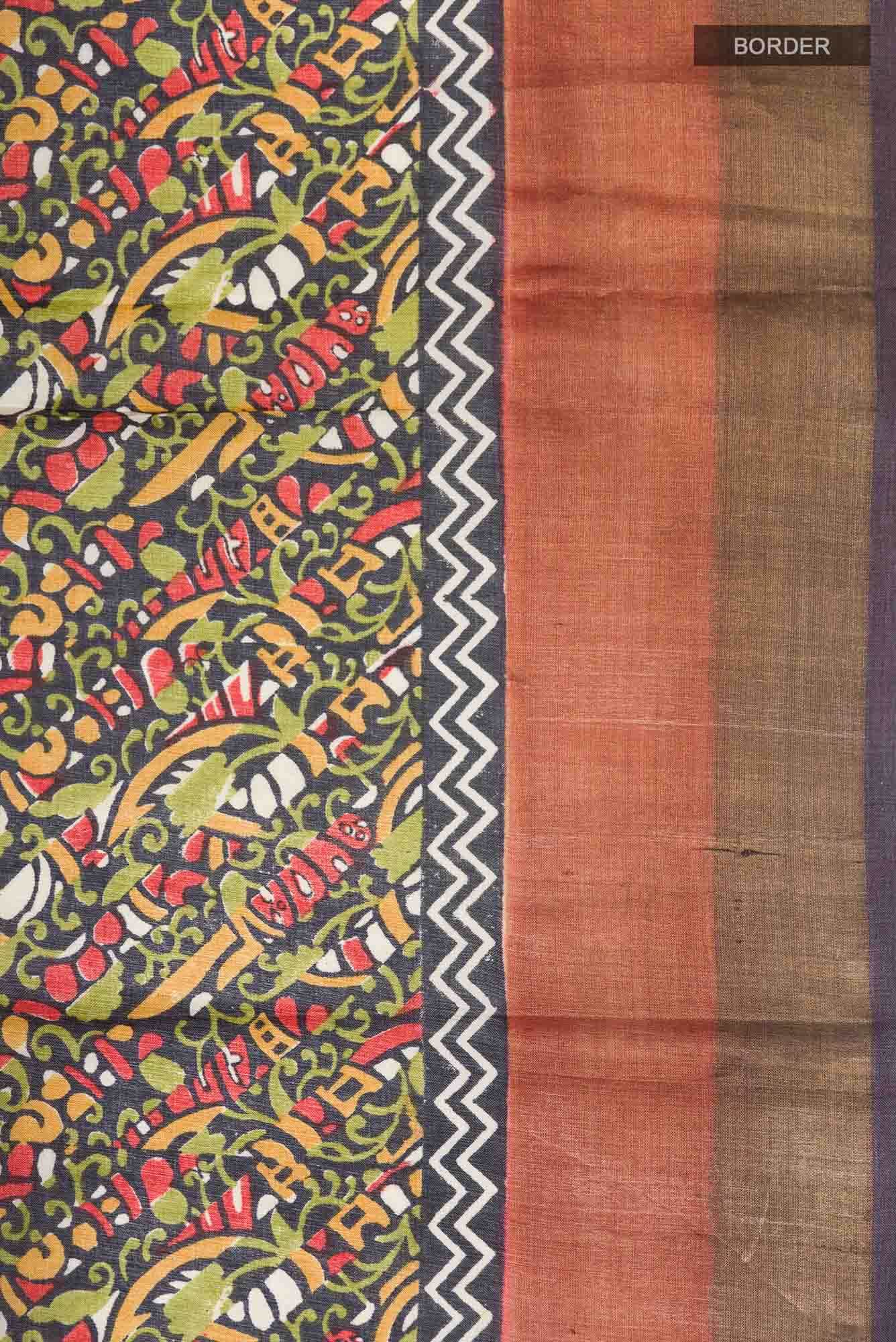 Black Bhagalpuri Tussar Silk Saree