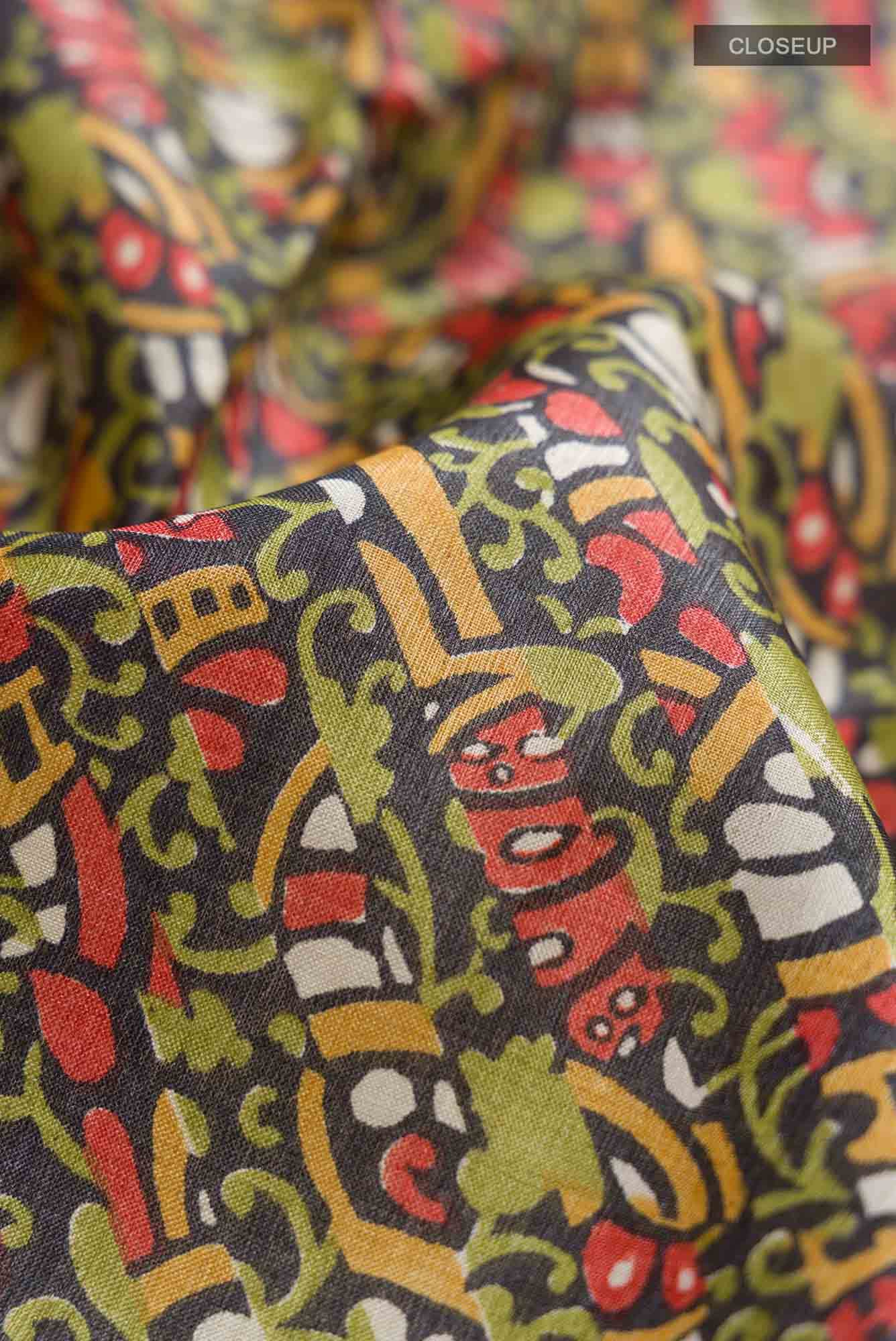 Black Bhagalpuri Tussar Silk Saree