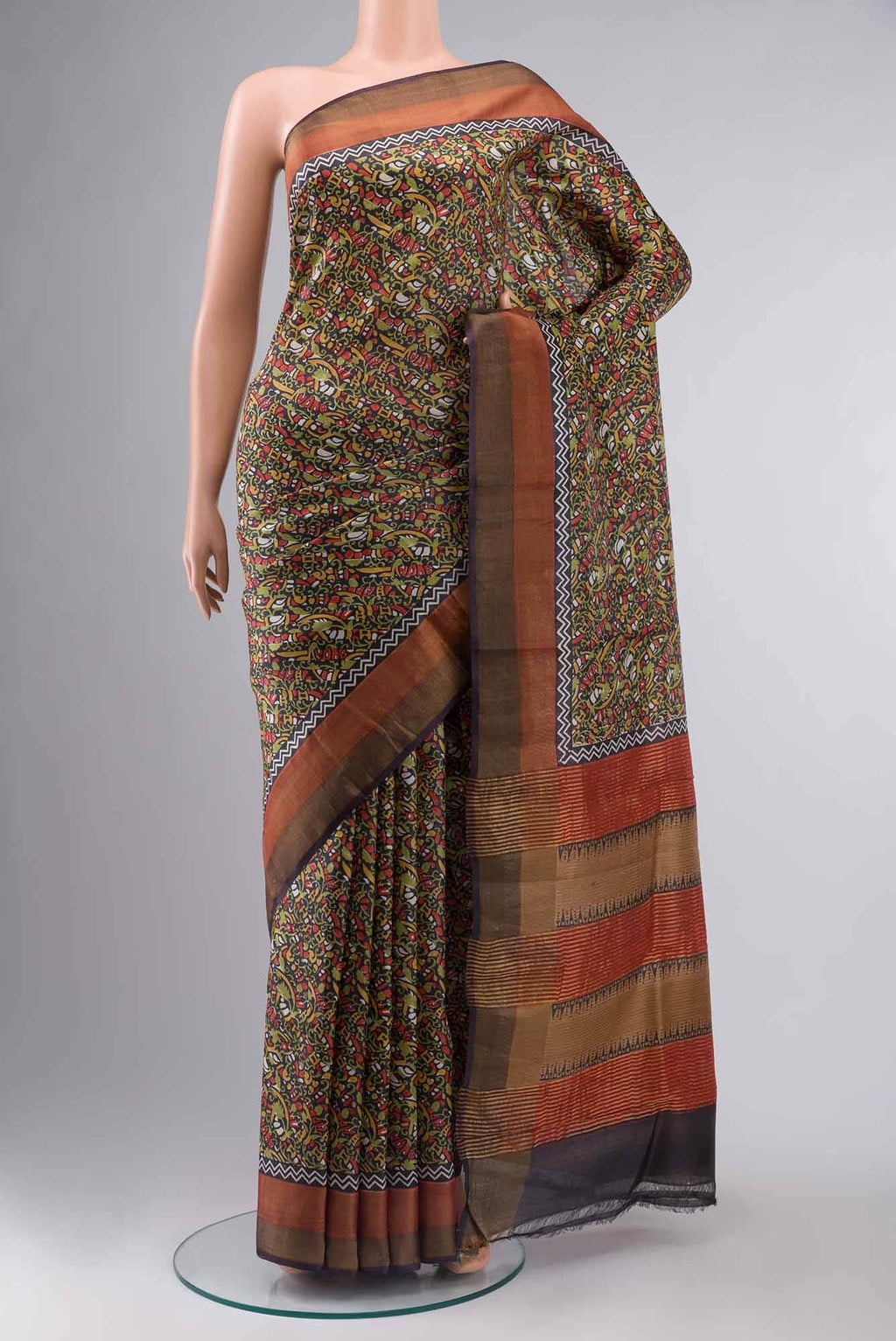 Black Bhagalpuri Tussar Silk Saree