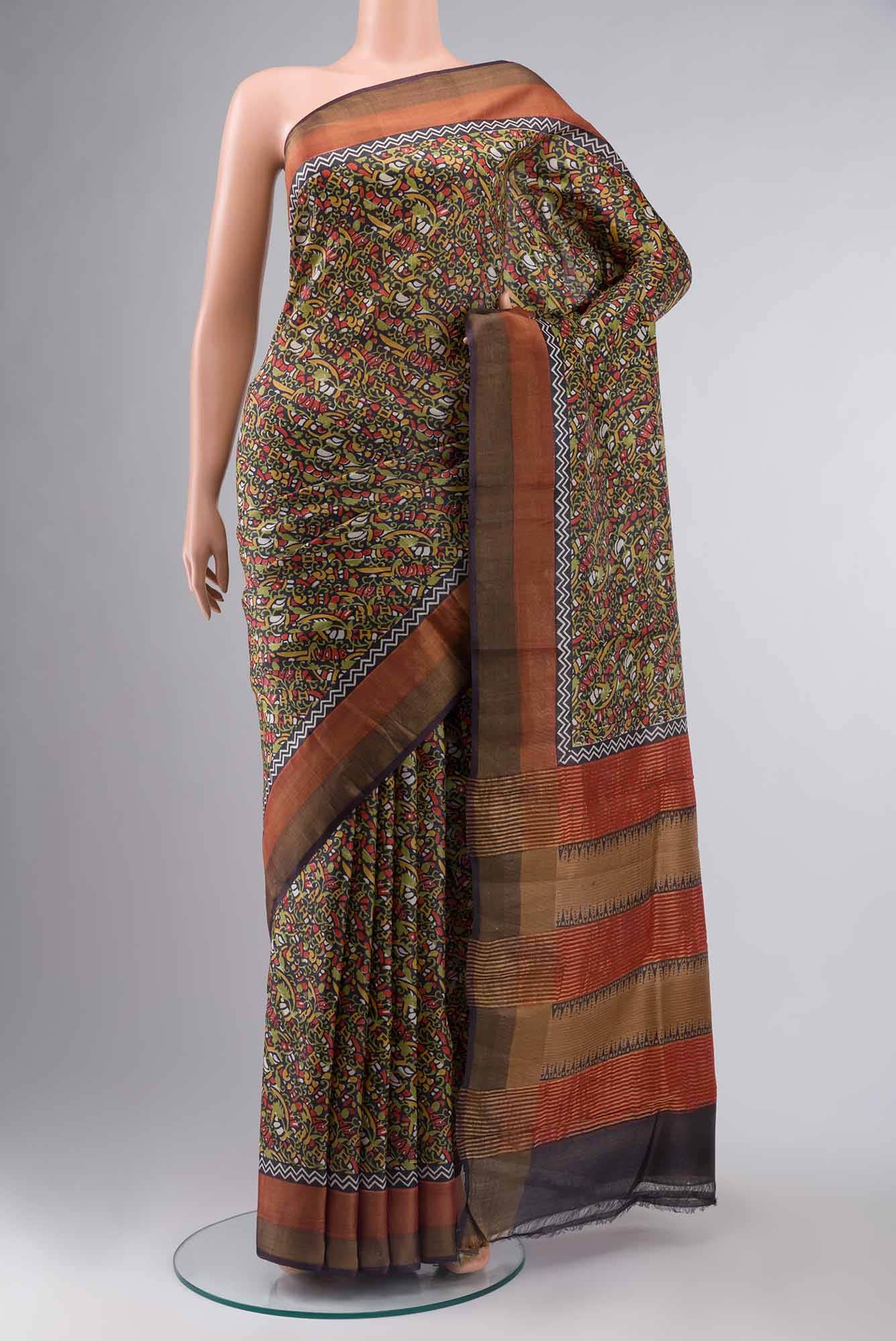 Black Bhagalpuri Tussar Silk Saree
