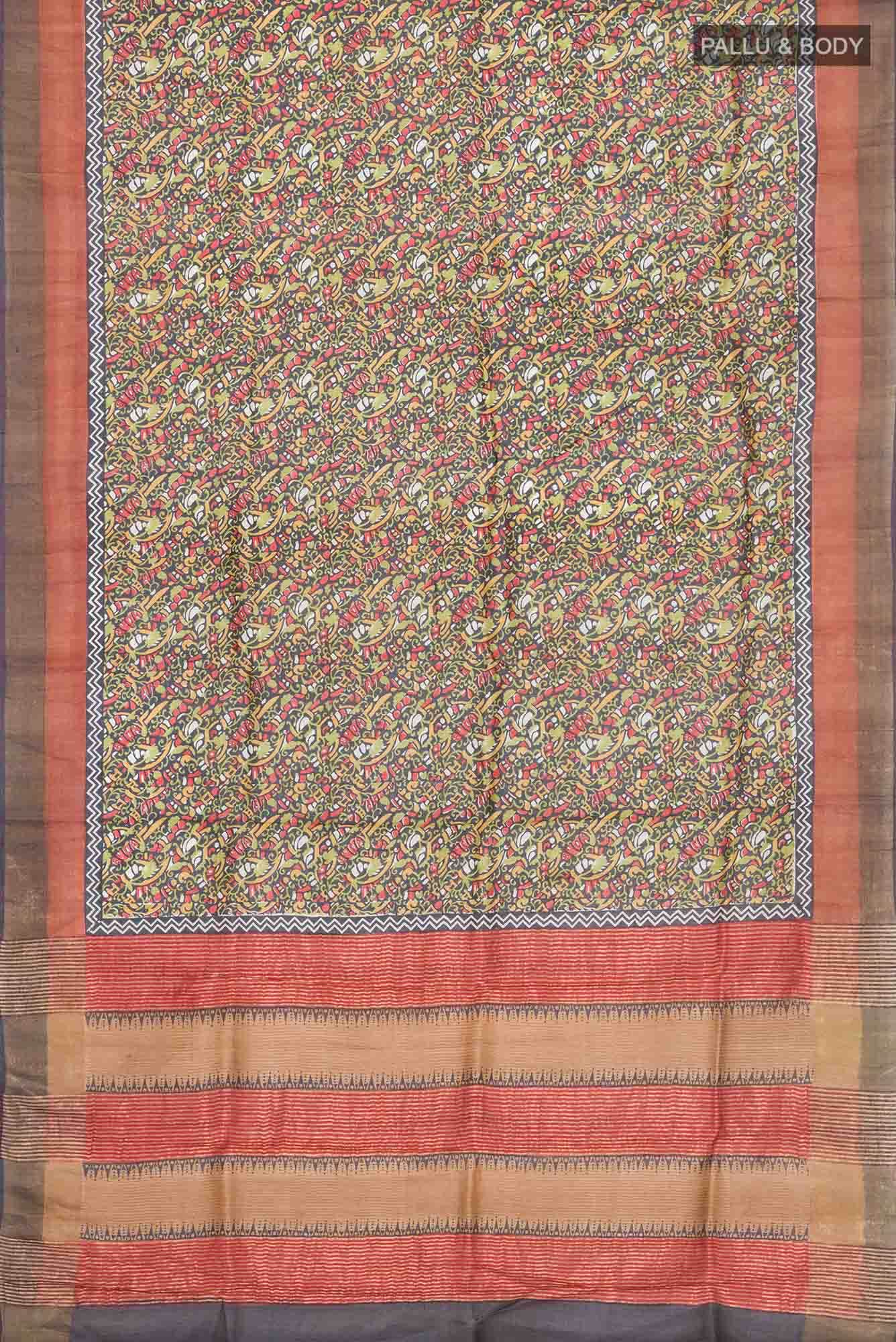Black Bhagalpuri Tussar Silk Saree