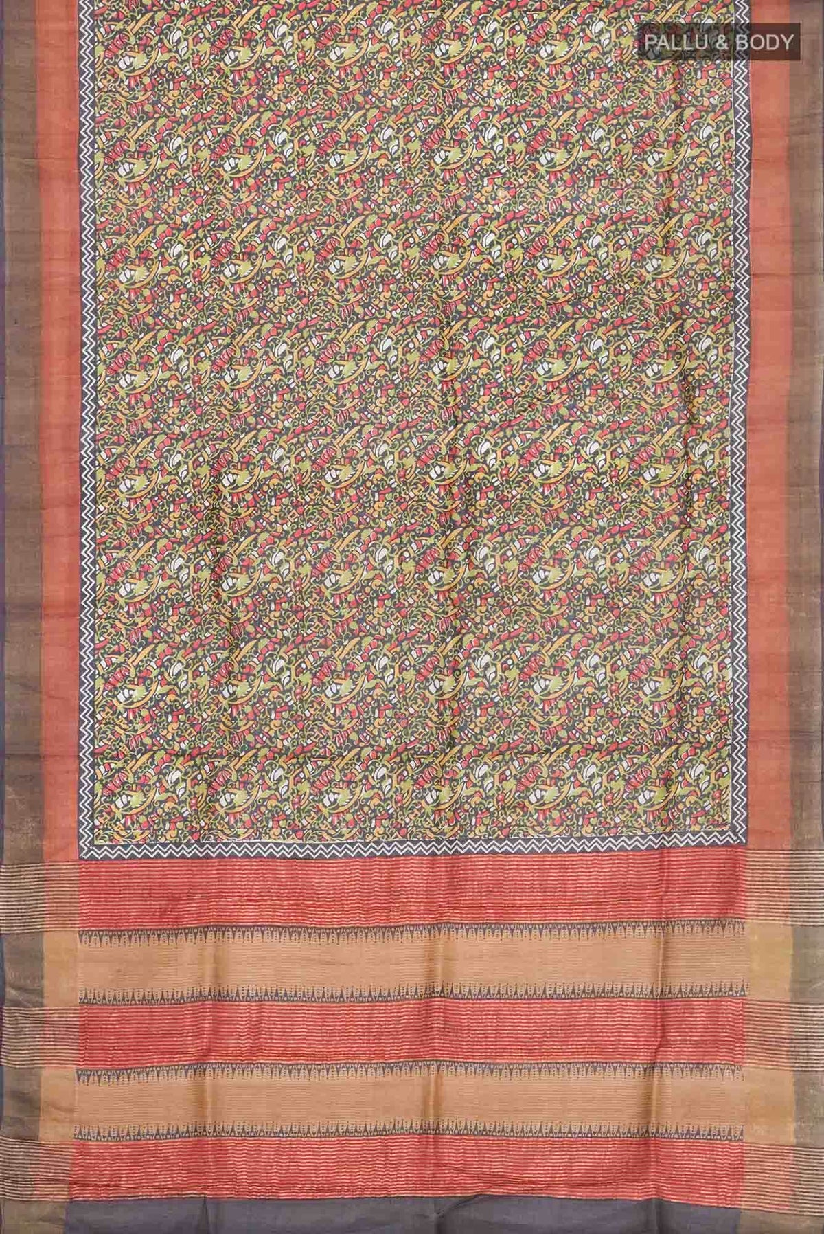 Black Bhagalpuri Tussar Silk Saree